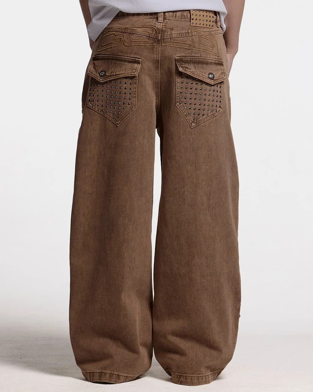 STUDS PANTS BROWN DENIM 6