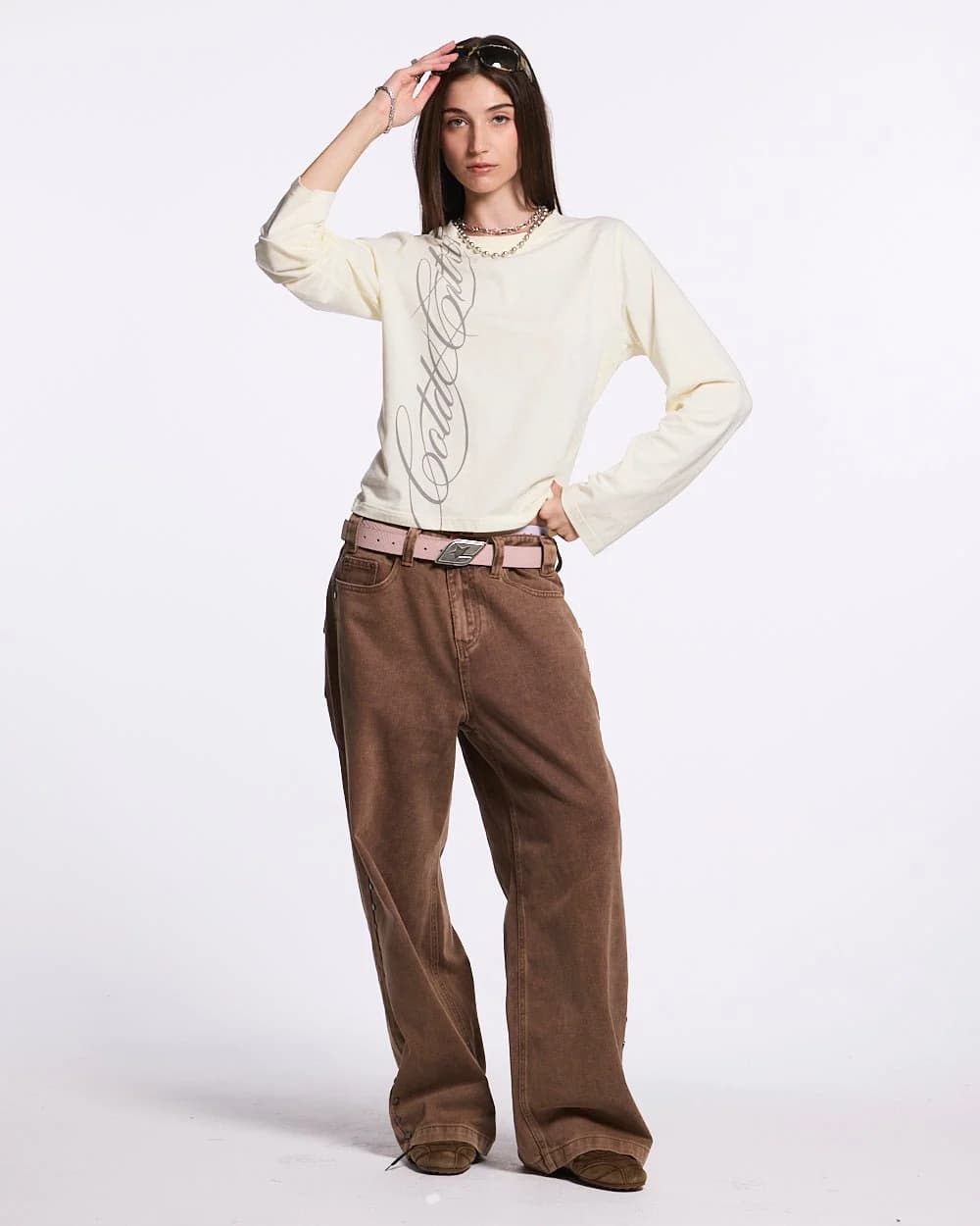 STUDS PANTS BROWN DENIM 8