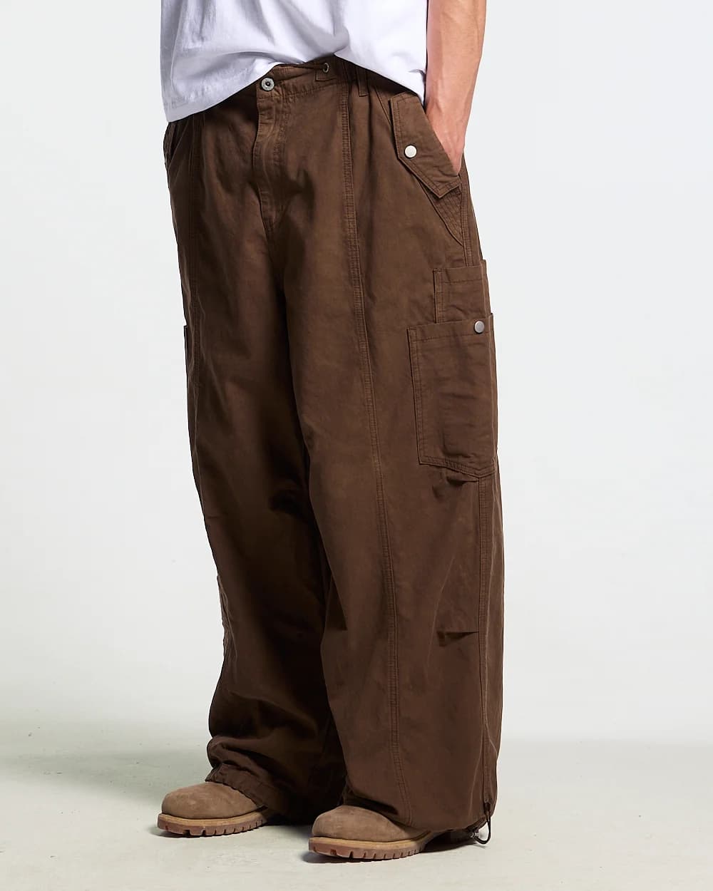 SOLID CARGO PANTS BROWN 3