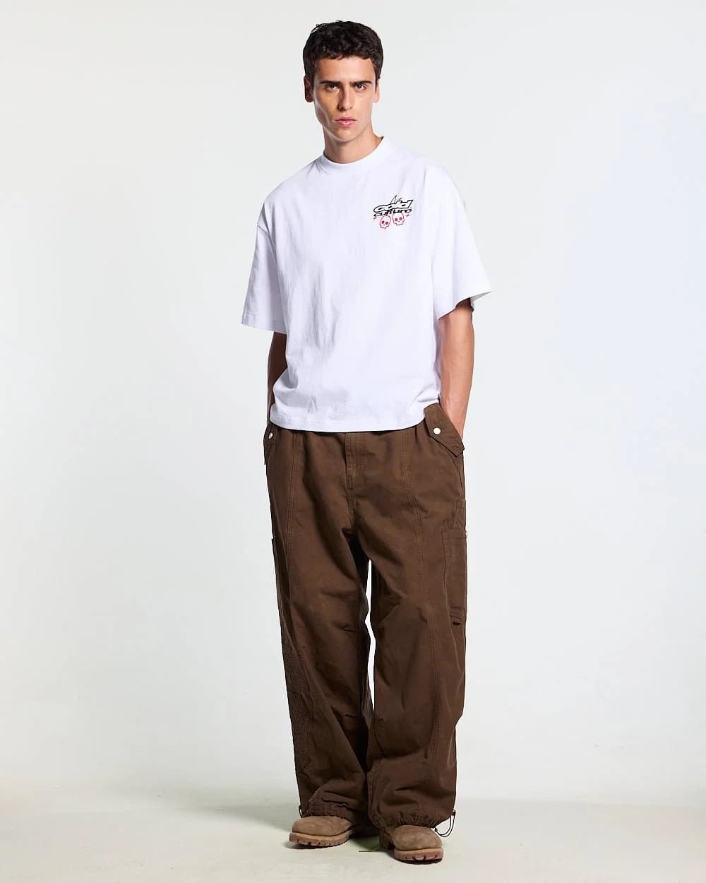 SOLID CARGO PANTS BROWN 5