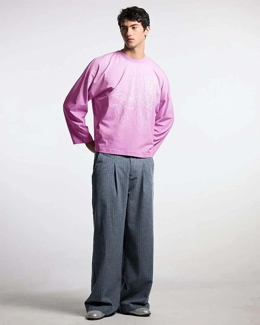 SEAM EFFECT LINE PANTS GREY 5
