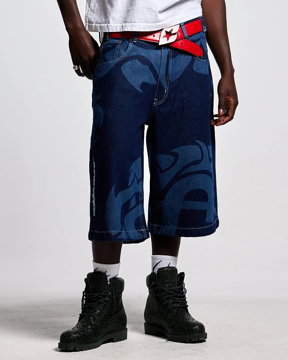 LASER DENIM BLUE JORTS by COLD CULTURE