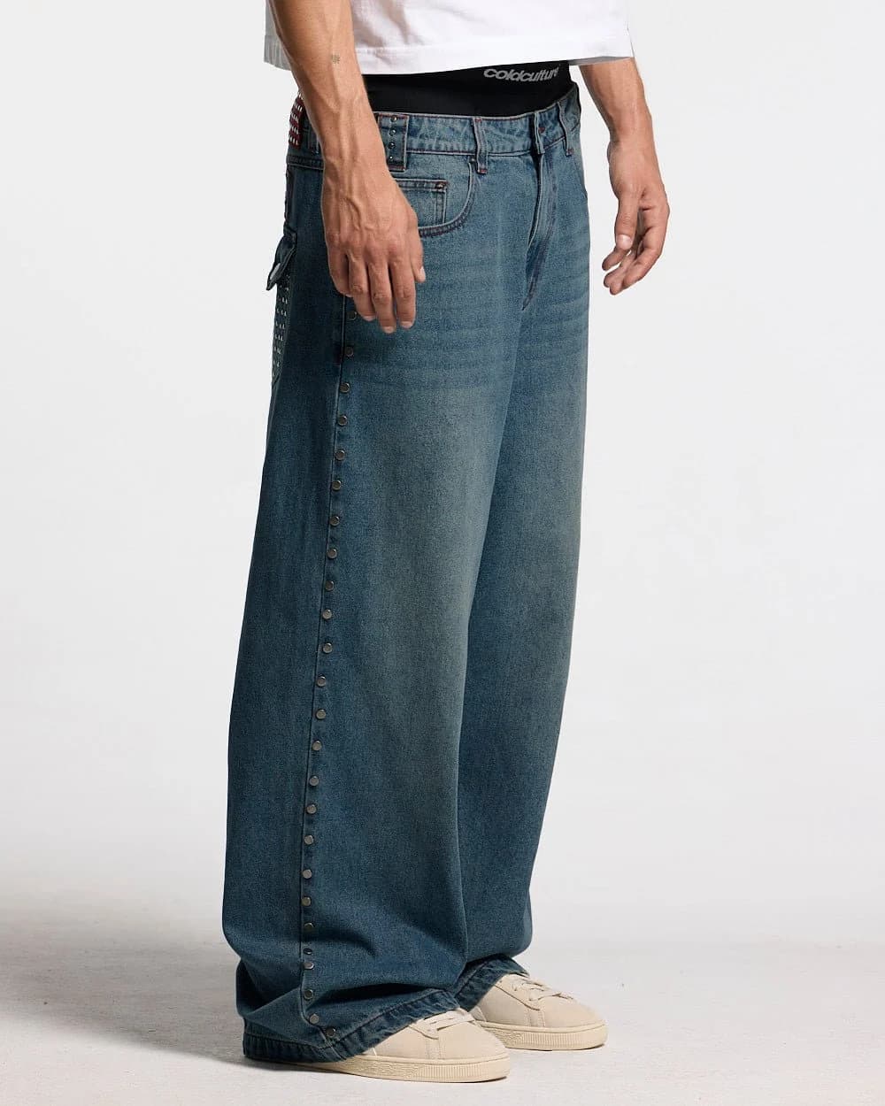 STUDS PANTS LIGHT BLUE DENIM 5