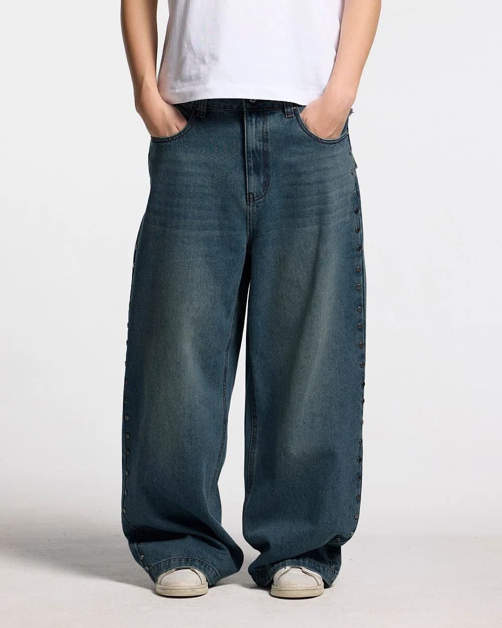 STUDS PANTS LIGHT BLUE DENIM 10