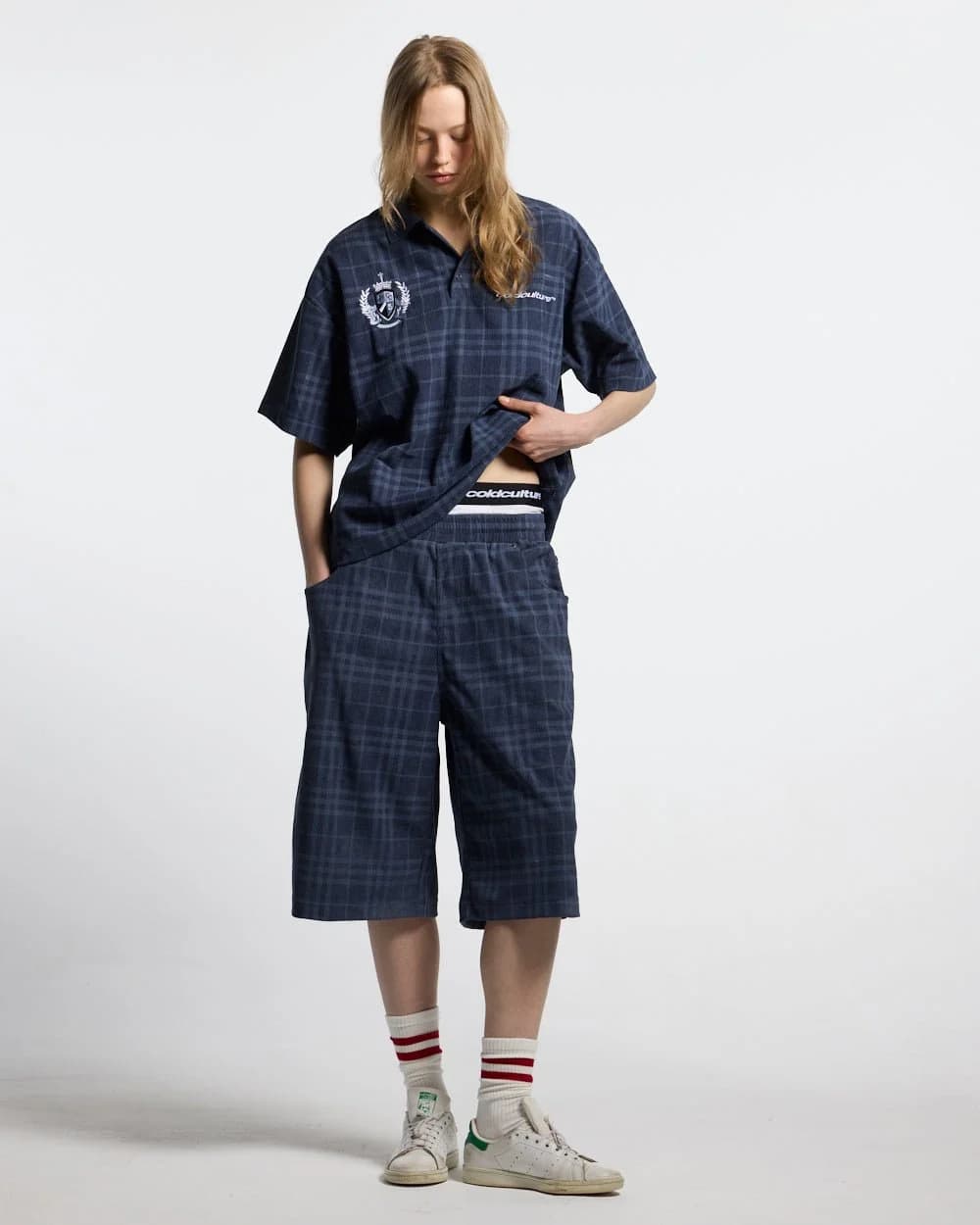 TARTAN CLUB SHORTS NAVY by COLD CULTURE