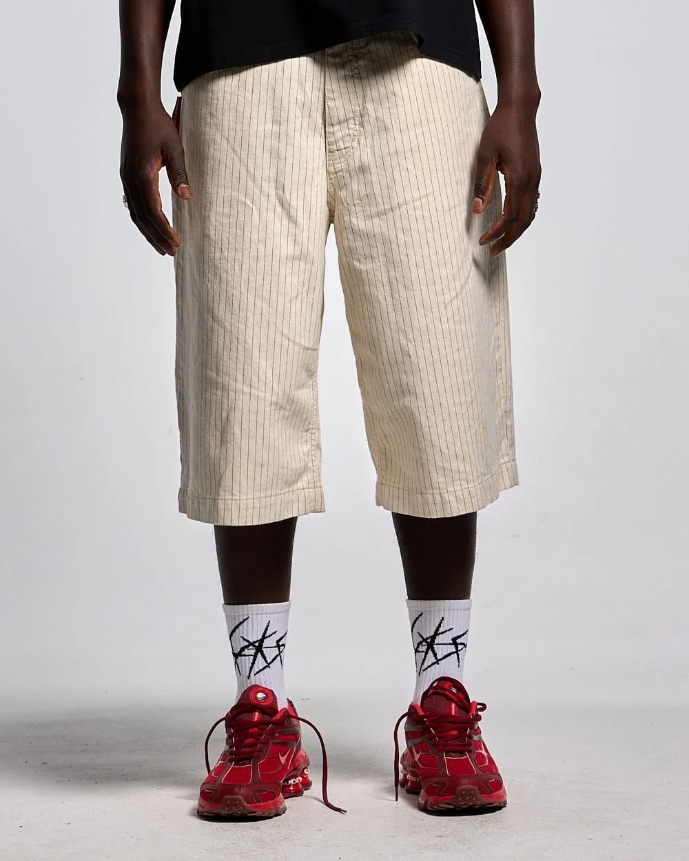 STRIPE FADE JORTS WHITE 4
