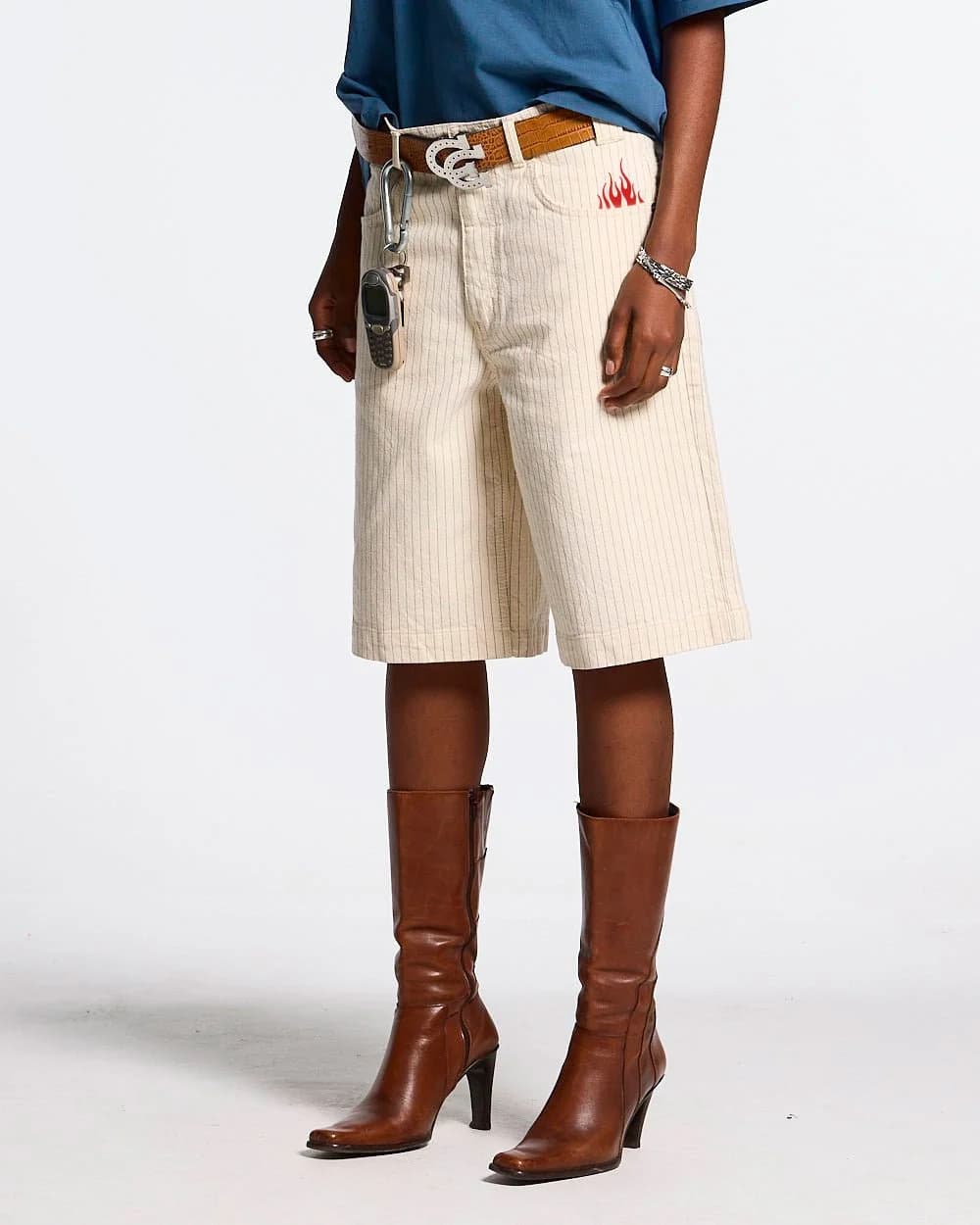 STRIPE FADE JORTS WHITE 6