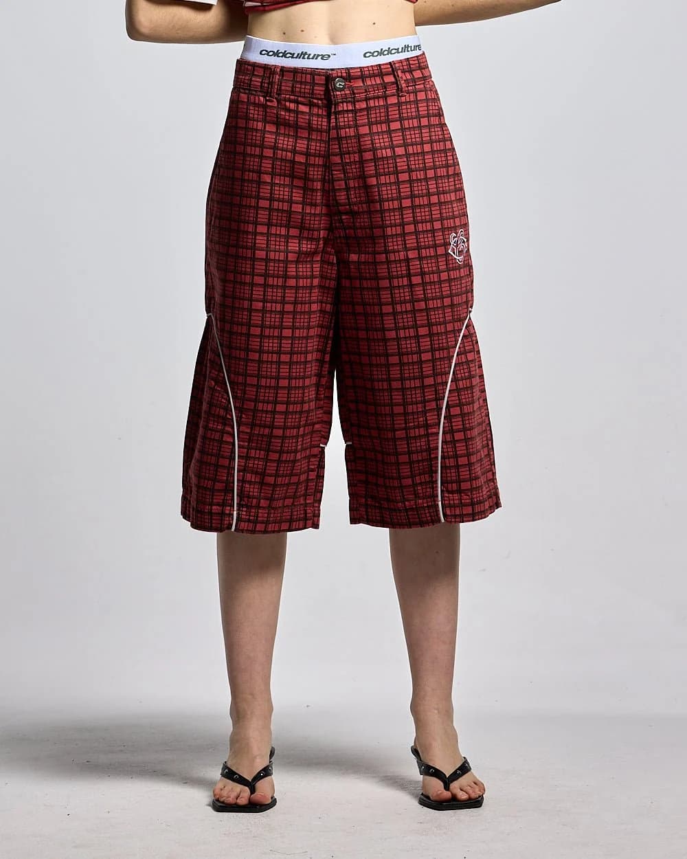 CRIMSON PLAID SUIT JORTS 5
