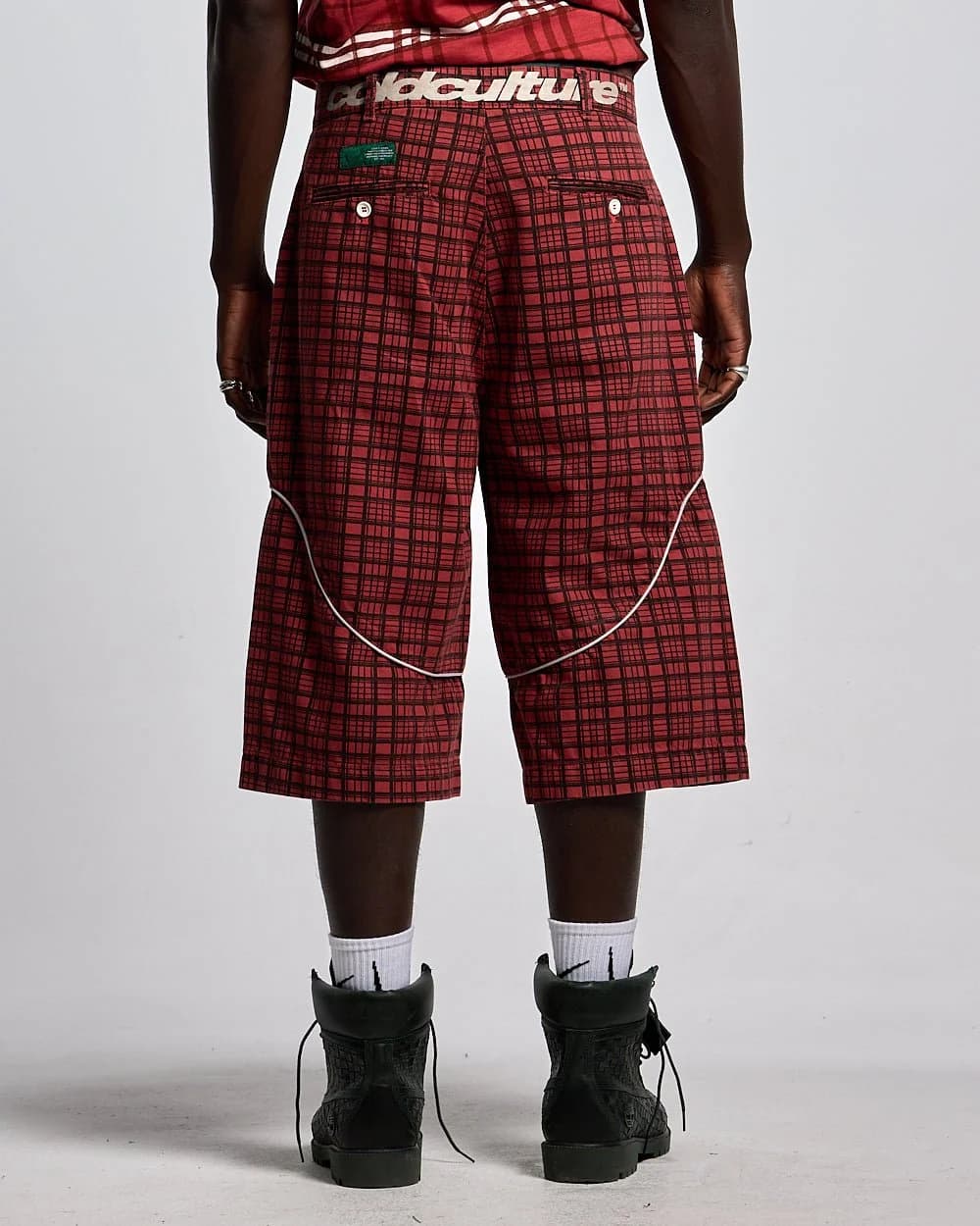 CRIMSON PLAID SUIT JORTS 4