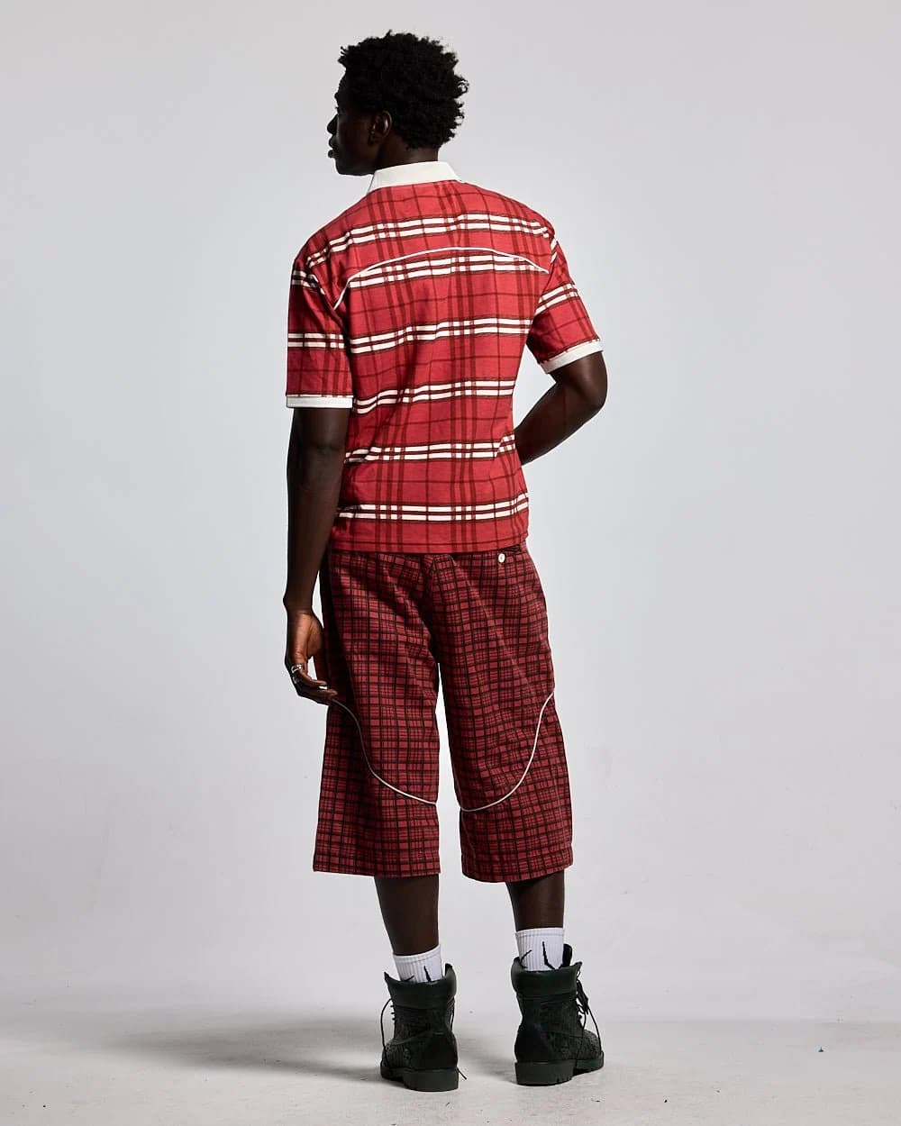 CRIMSON PLAID SUIT JORTS 6