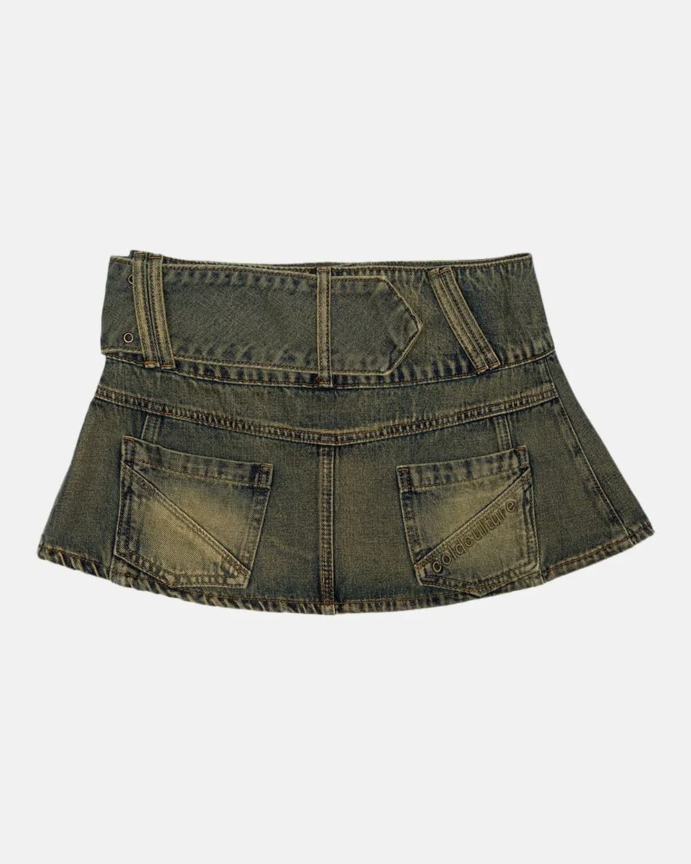 PLEATED LITTLE SKIRT DARK BROWN DENIM 3