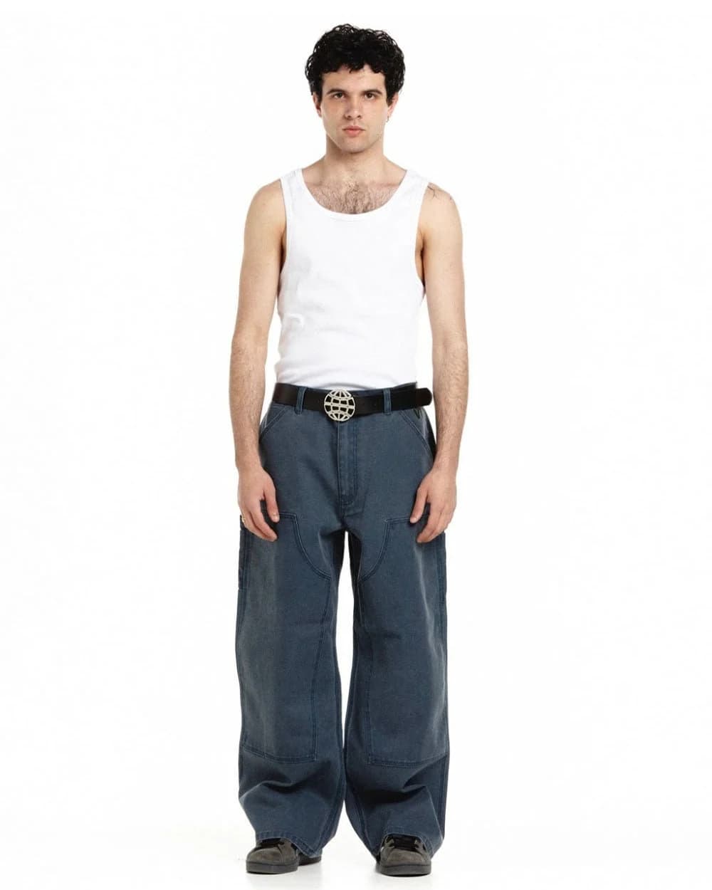 V1 DOUBLE KNEE PANTS STONE WASHED SLATE BLUE by COLD CULTURE