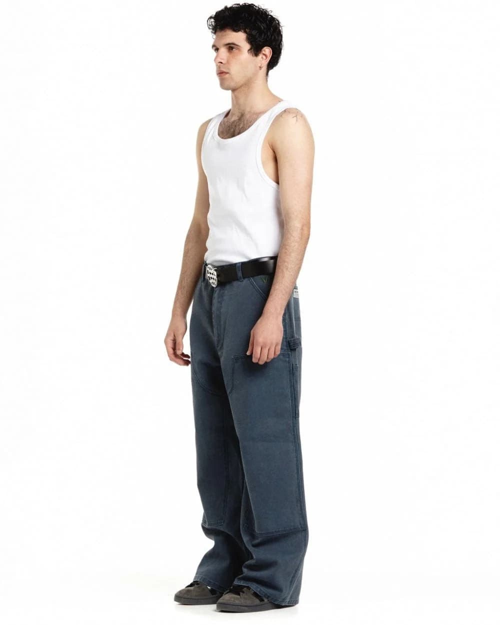 V1 DOUBLE KNEE PANTS STONE WASHED SLATE BLUE by COLD CULTURE
