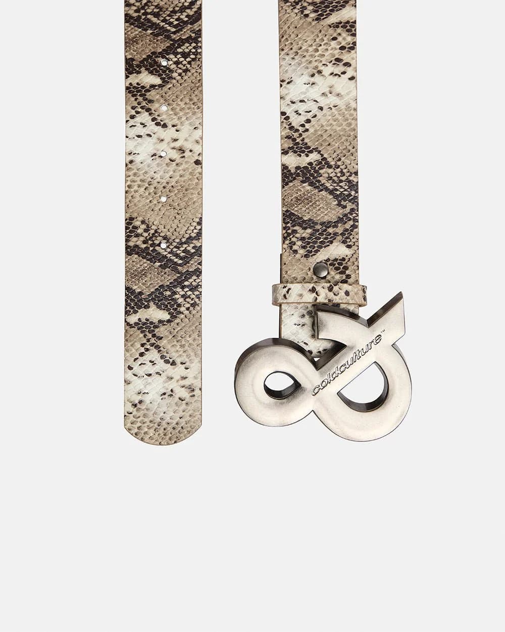 SNAKE & SKIN LEATHER BELT BEIGE 2