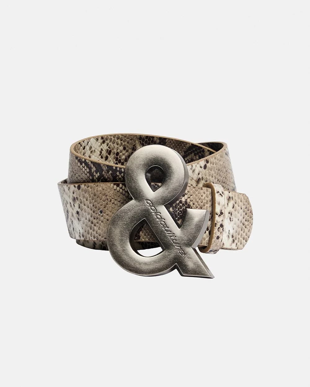 SNAKE & SKIN LEATHER BELT BEIGE by COLD CULTURE