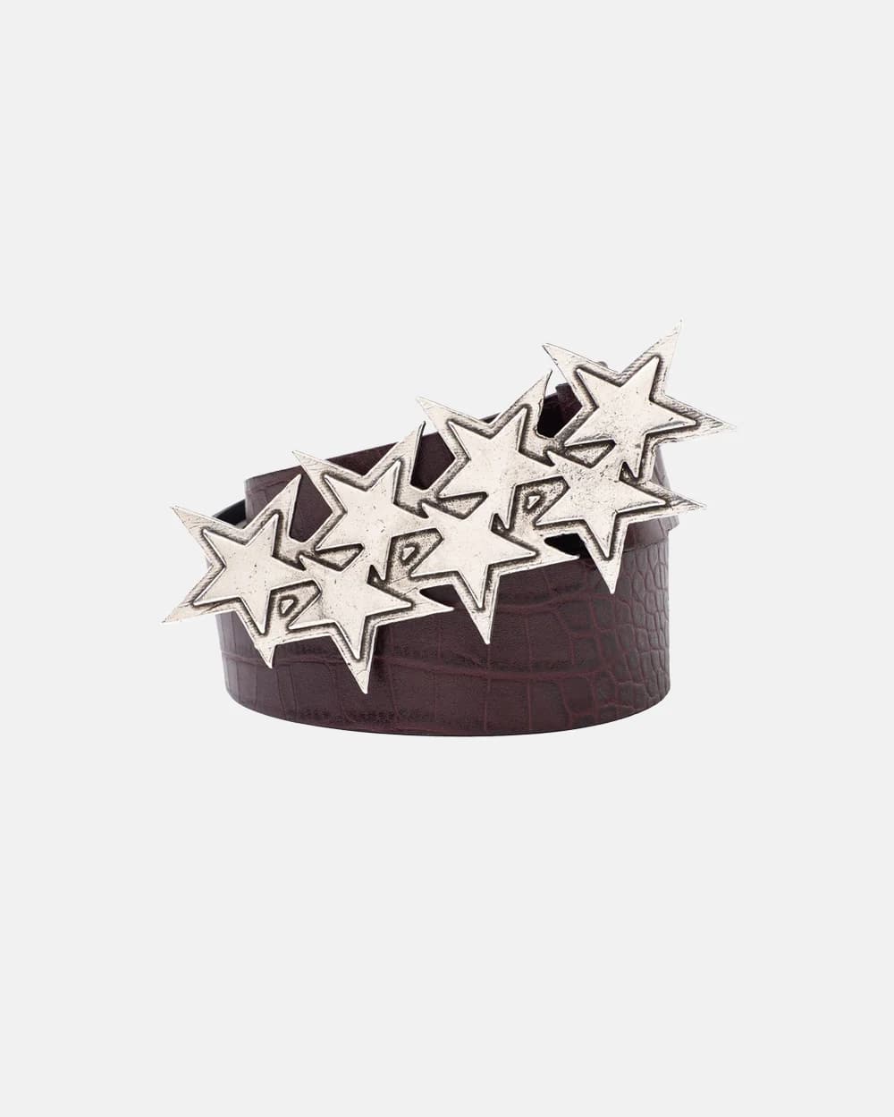 STARS LEATHER BELT CROCODILE BORDO by COLD CULTURE