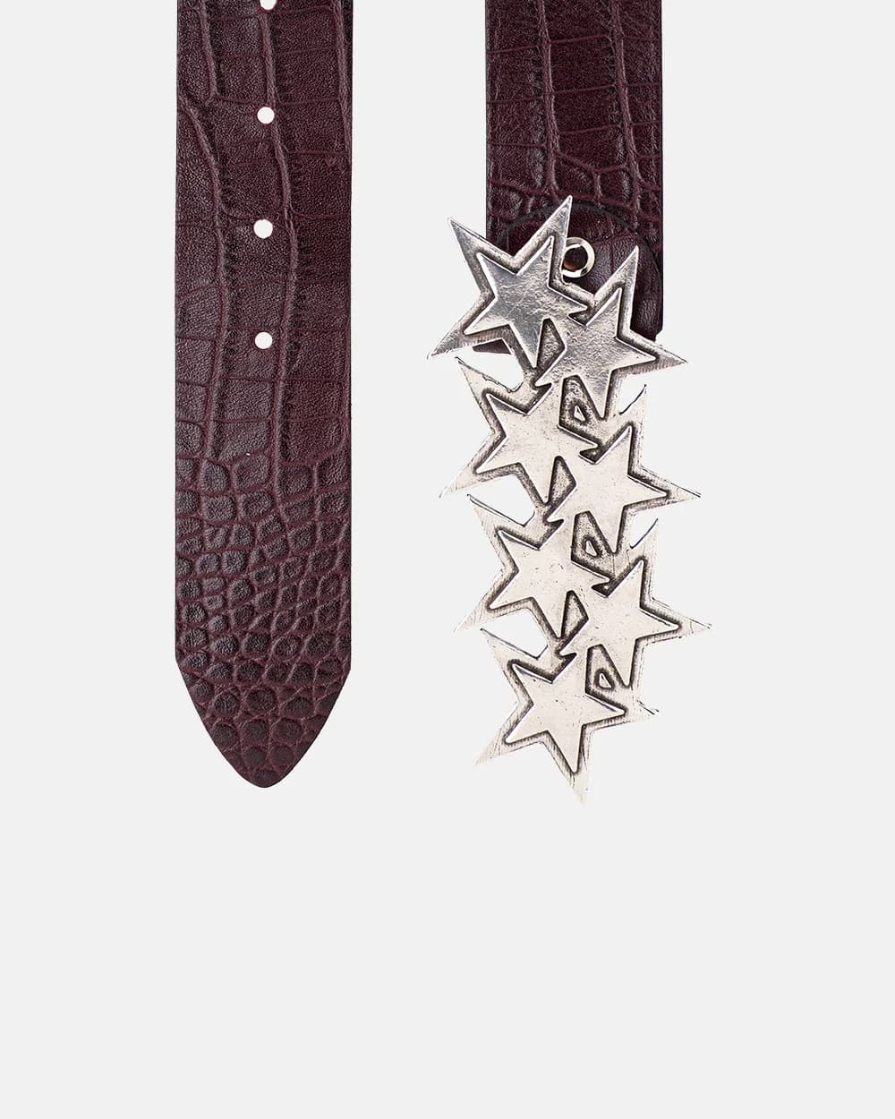 STARS LEATHER BELT CROCODILE BORDO by COLD CULTURE
