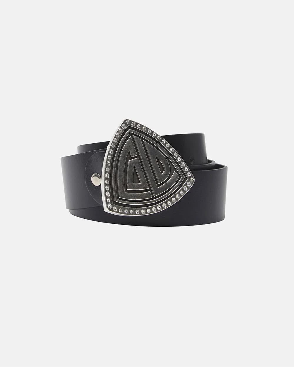 TRIANGLE BLING BLING LEATHER BELT BLACK by COLD CULTURE