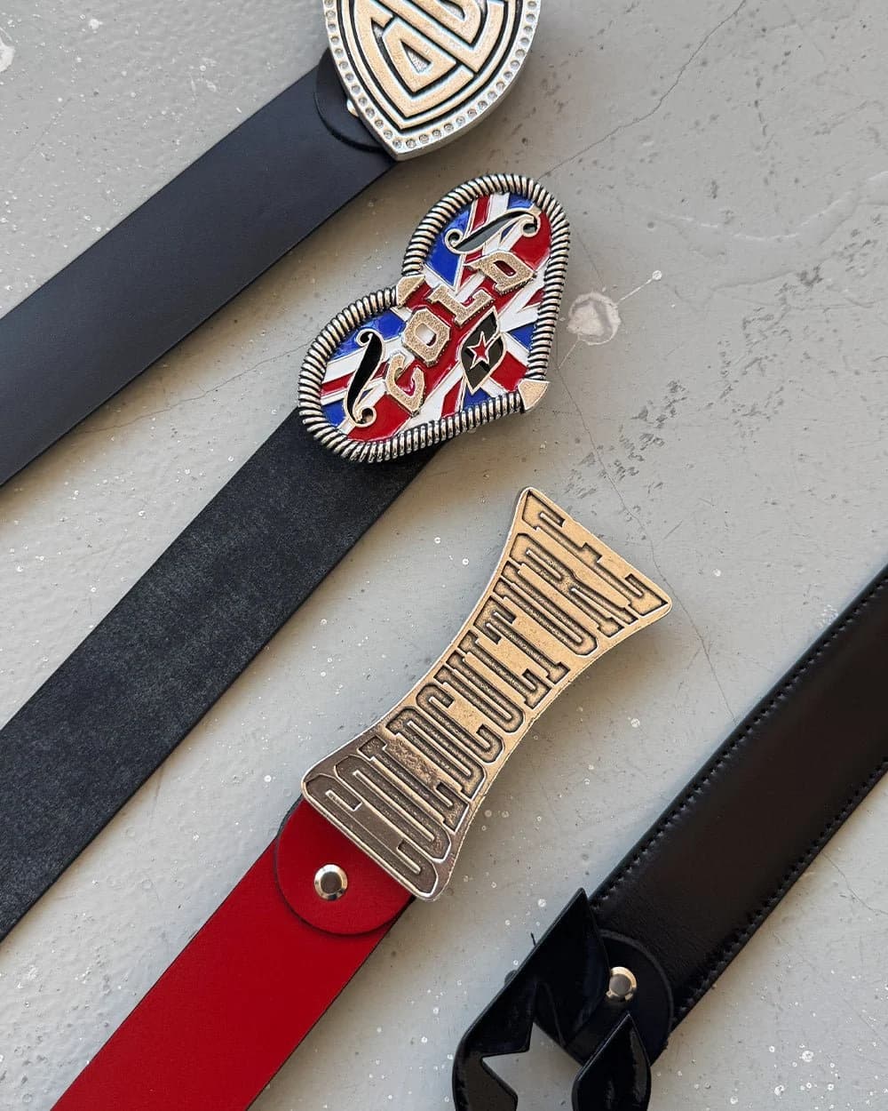 TRIANGLE BLING BLING LEATHER BELT BLACK 4