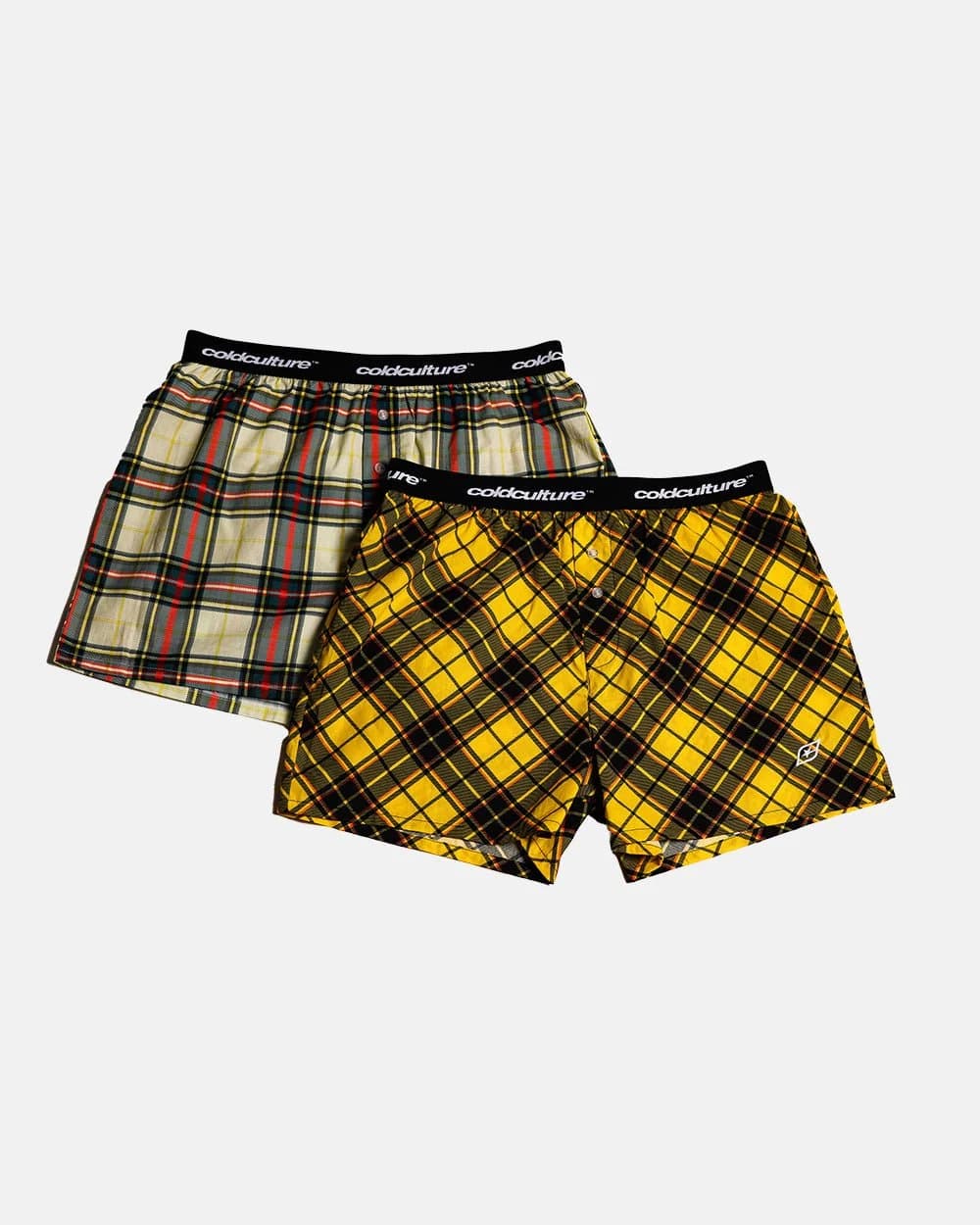 BOXERS SQUARES PACK YELLOW/CREAM TARTAN by COLD CULTURE