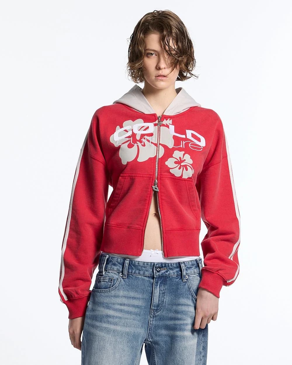 LUSH ZIP HOODIE RED by COLD CULTURE