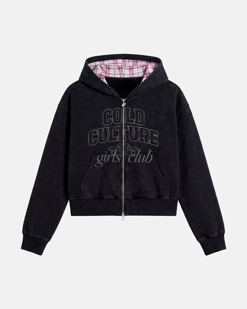 GIRLS CLUB ZIP HOODIE BLACK by COLD CULTURE