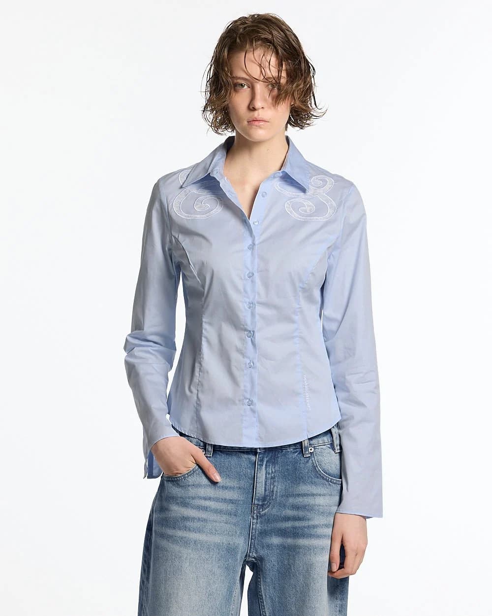 55 LACE SHIRT BABY BLUE by COLD CULTURE