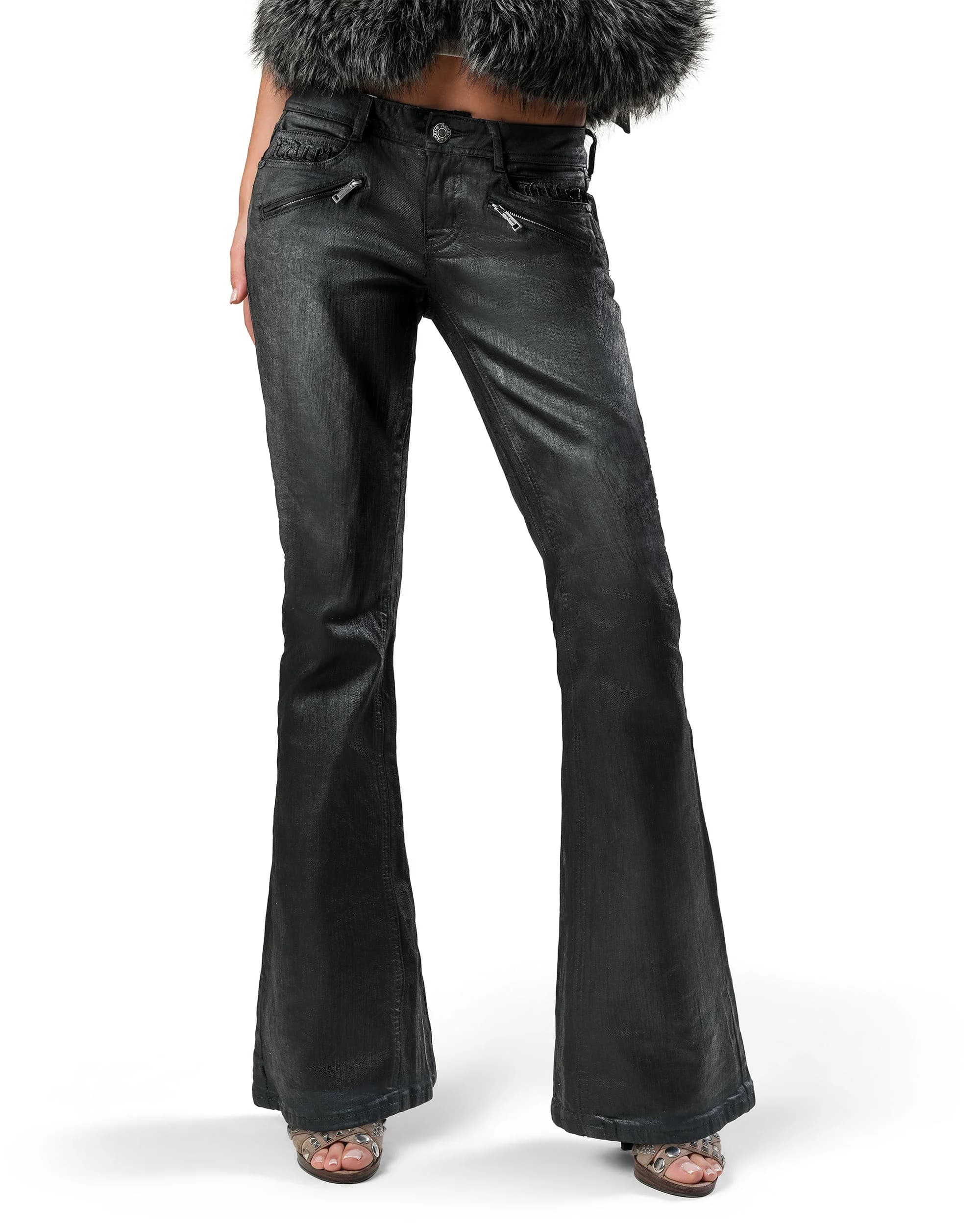 Juicy x Racer Waxed Flared Denim 6