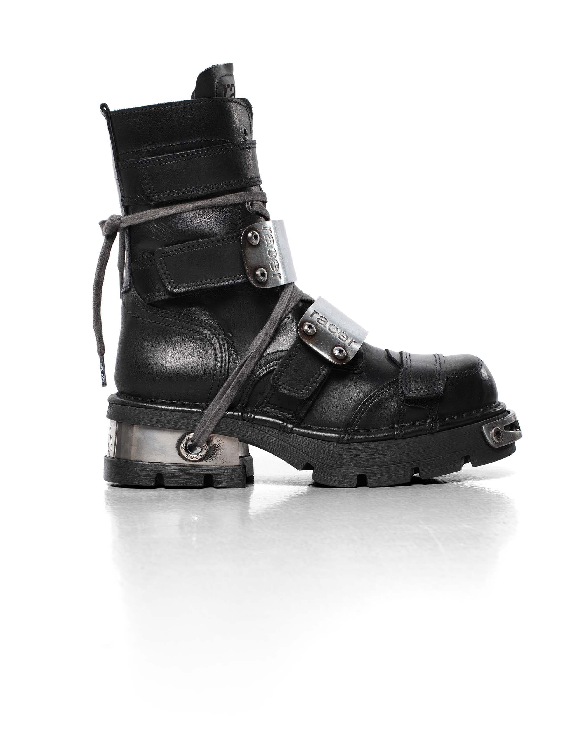 Racer x New Rock Black Boot by New Rock