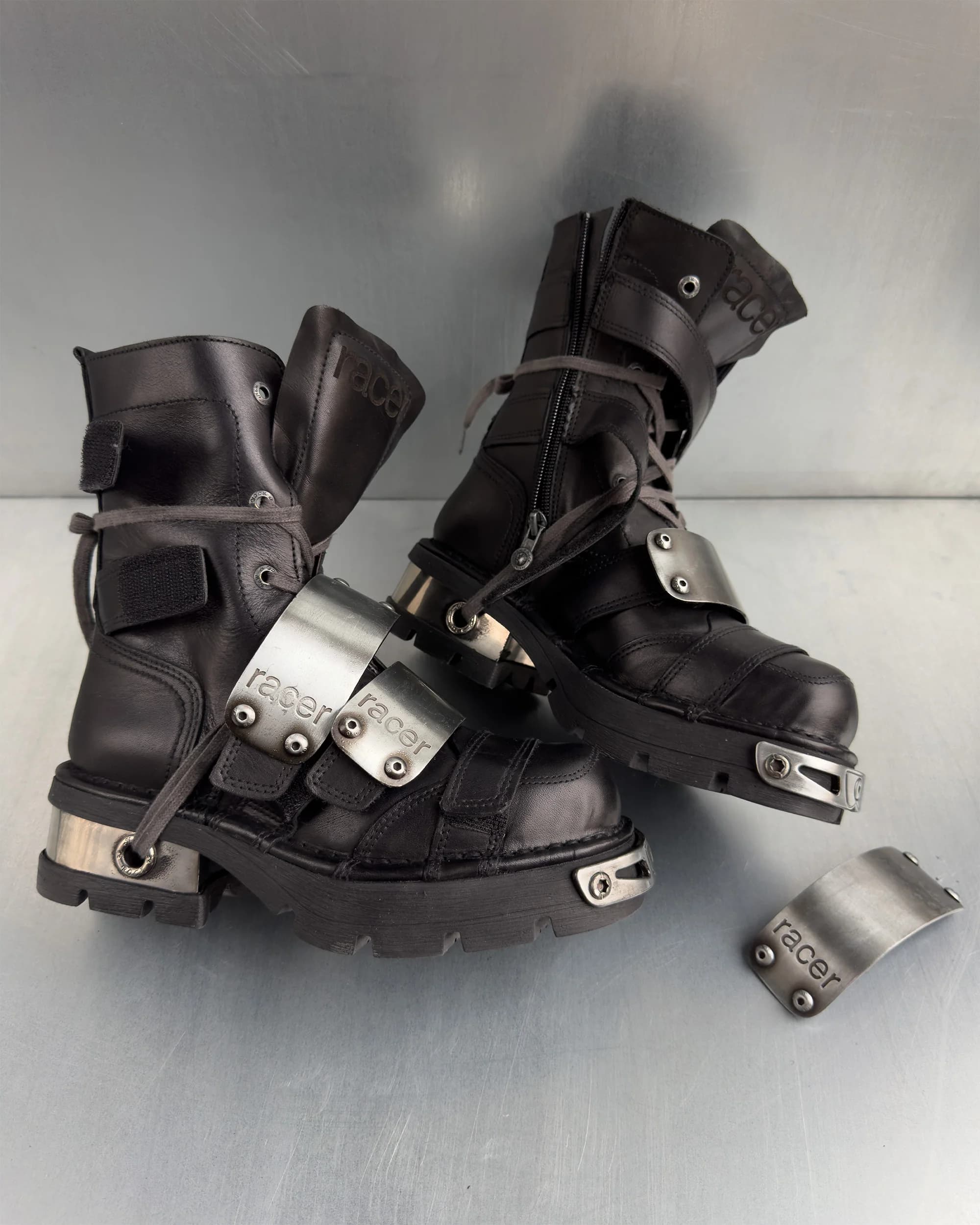 Racer x New Rock Black Boot 10