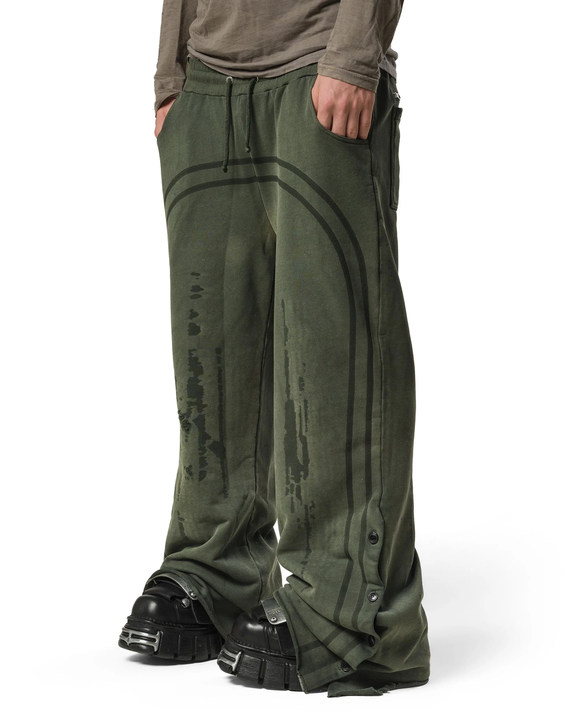 Green Faded Track Sweatpants 2