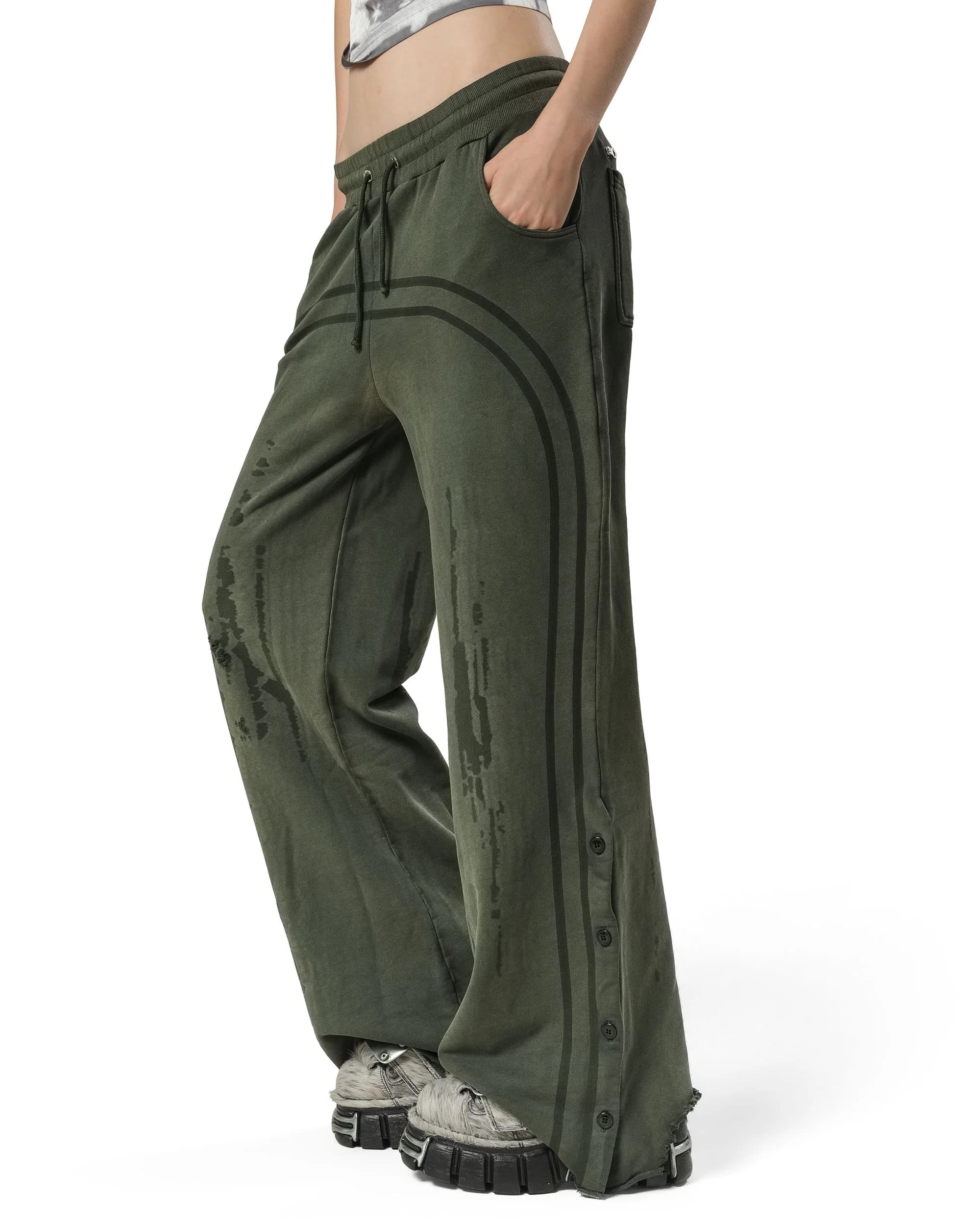 Green Faded Track Sweatpants 5