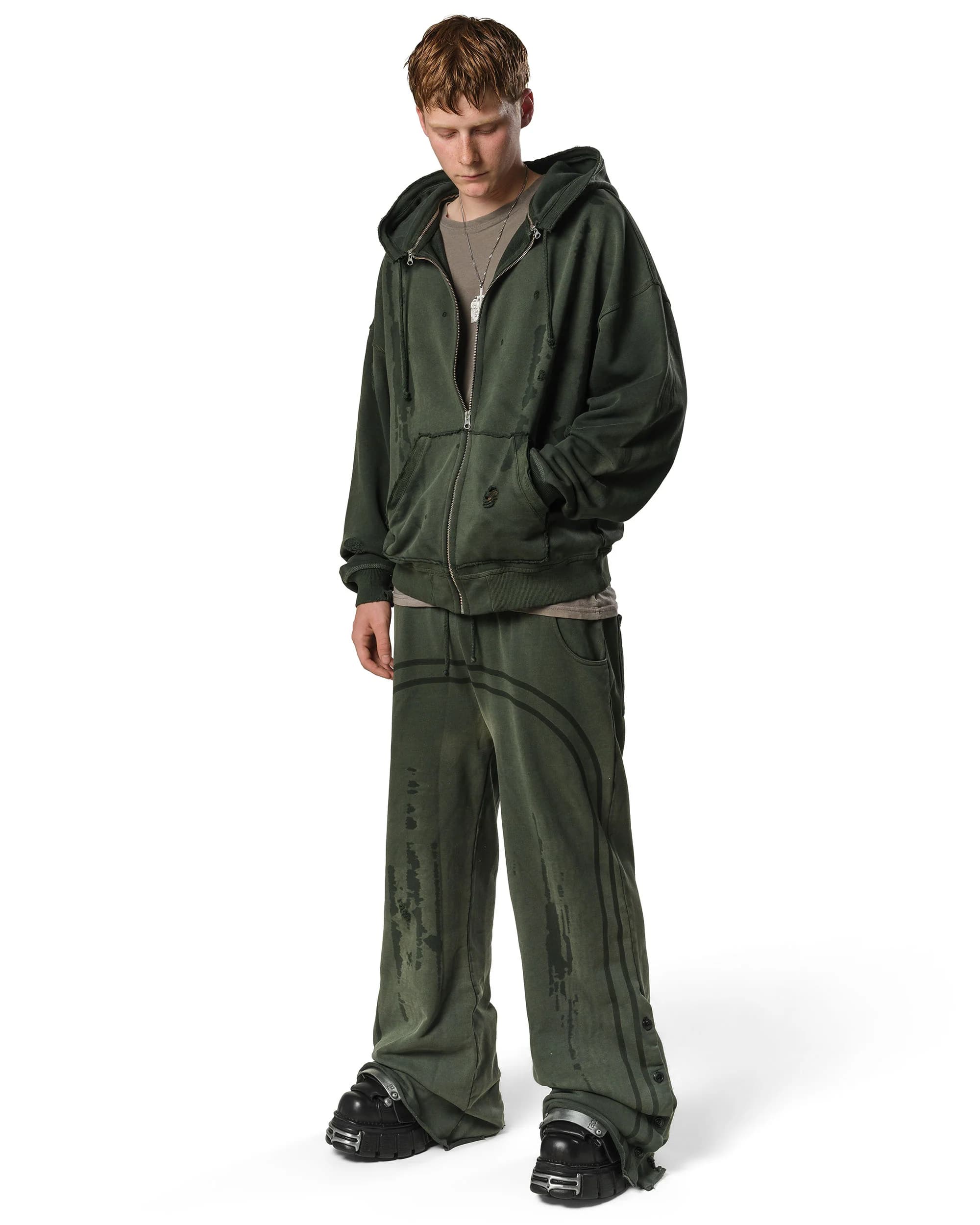 Green Faded Track Sweatpants 9