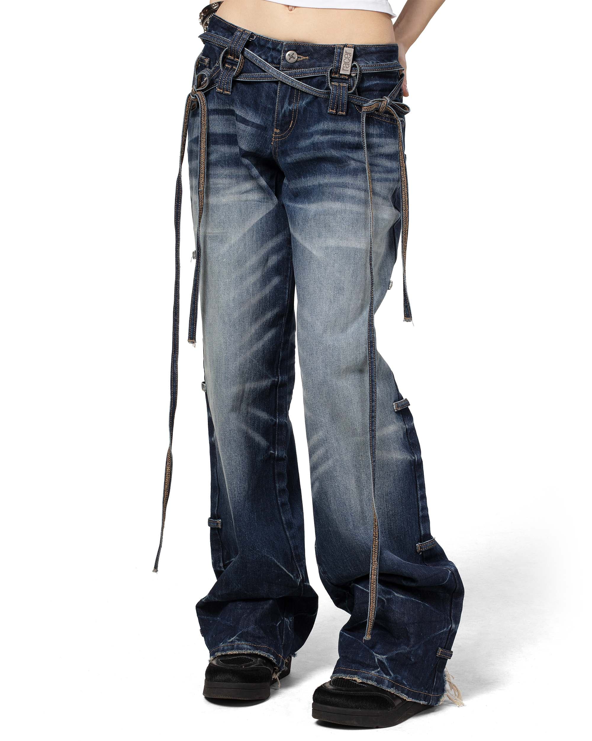 Dark Blue Transformer Track Denim 4