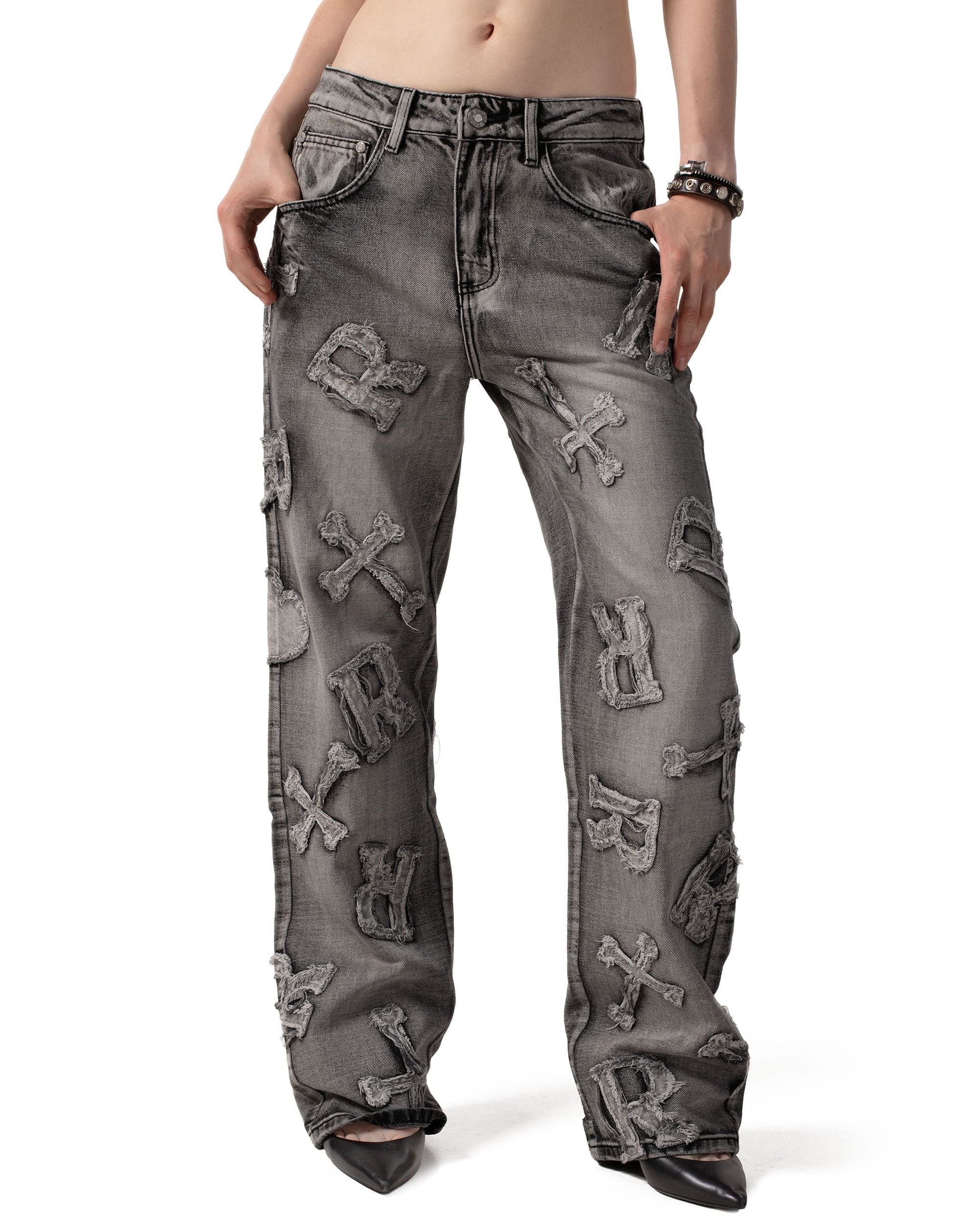Washed Black Patch Denim 2