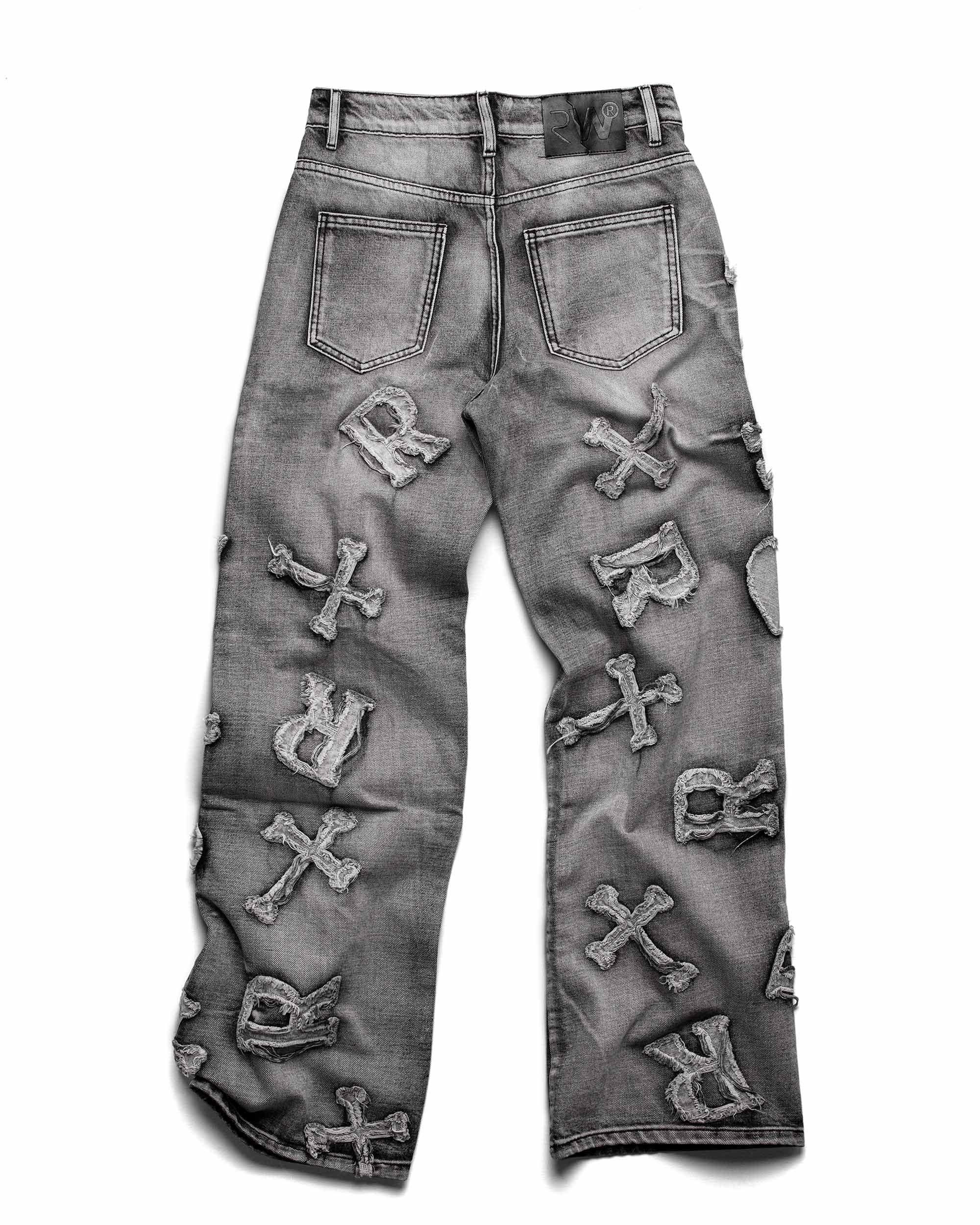 Washed Black Patch Denim 3