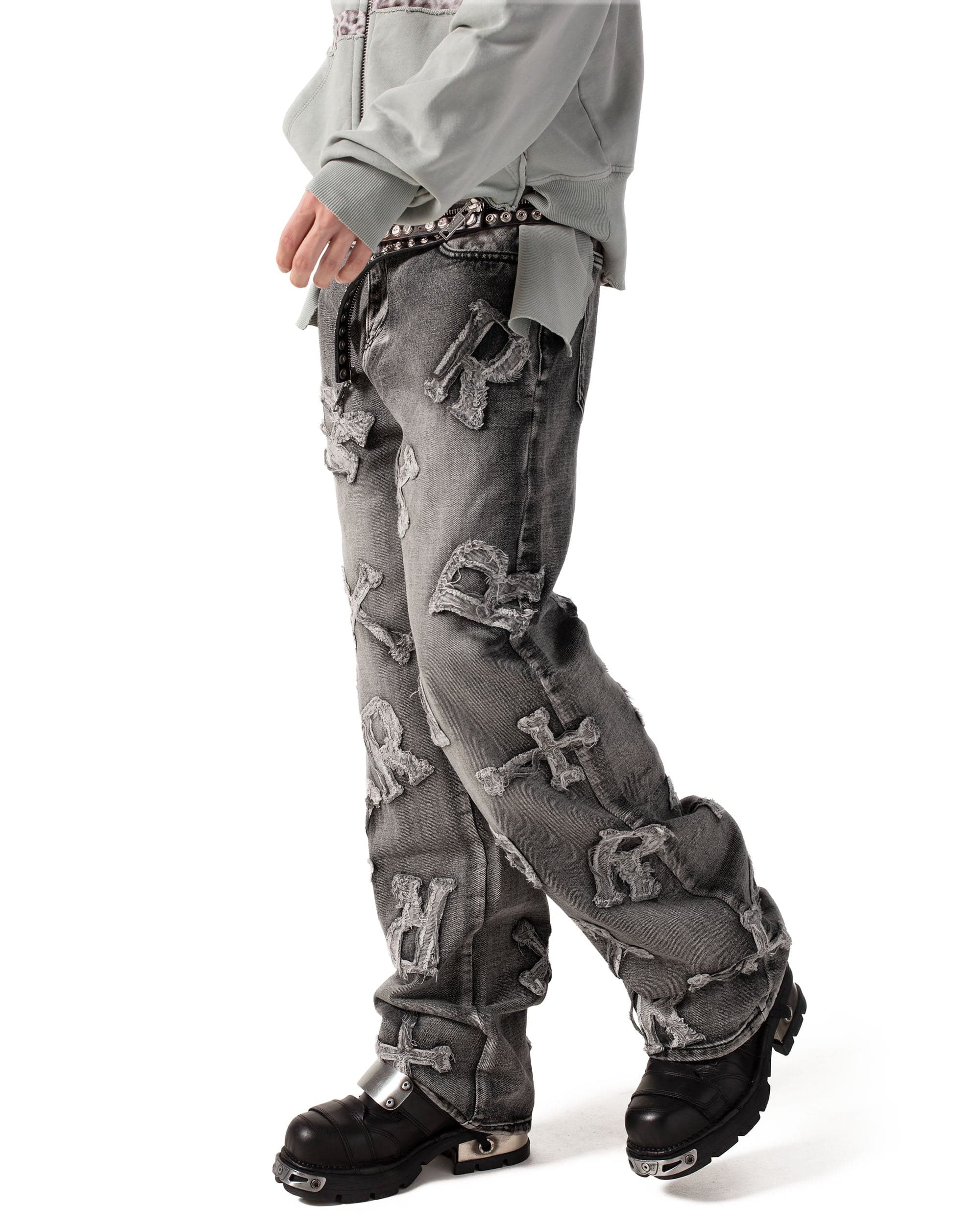 Washed Black Patch Denim 4