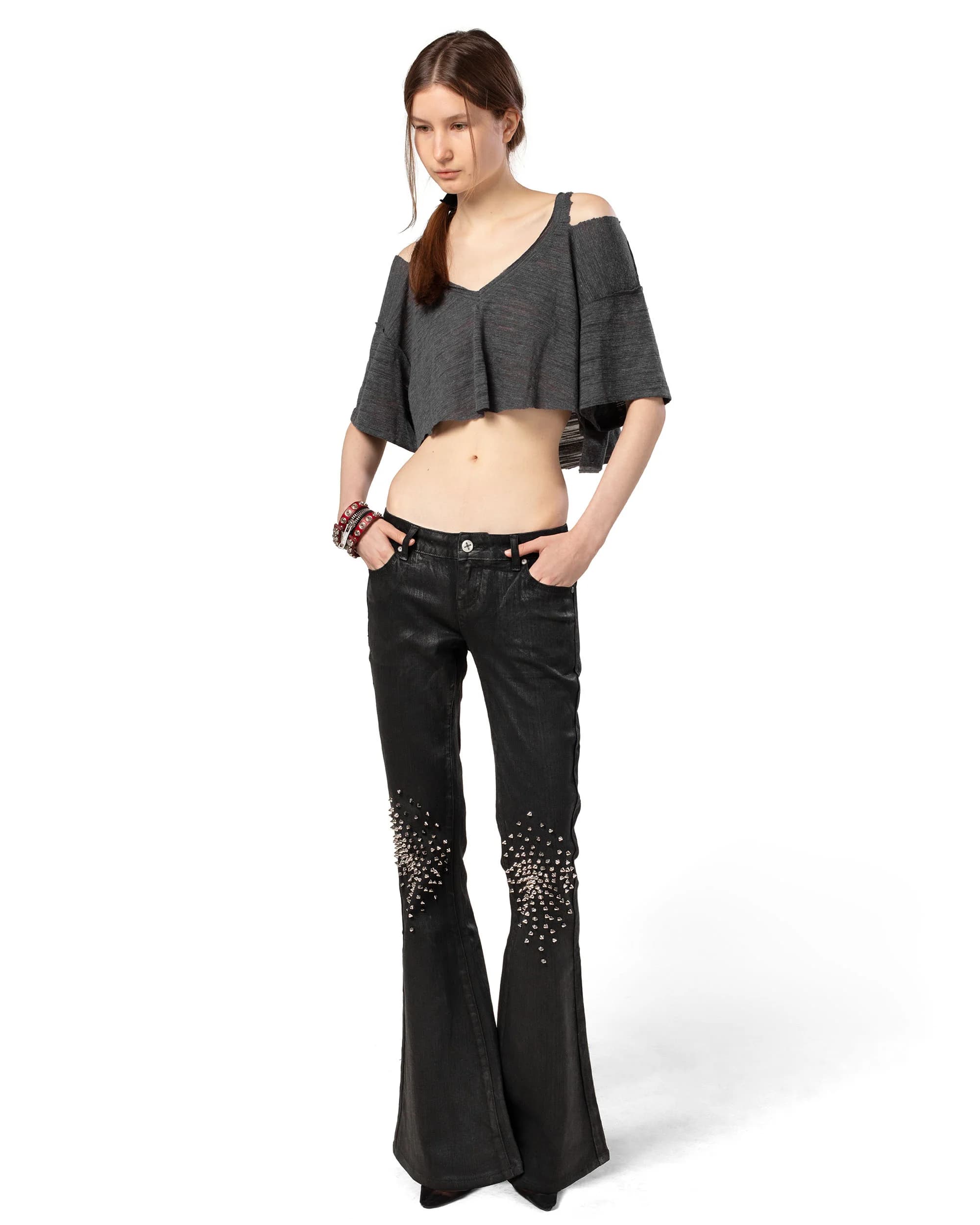 Black Waxed Spike Denim 3