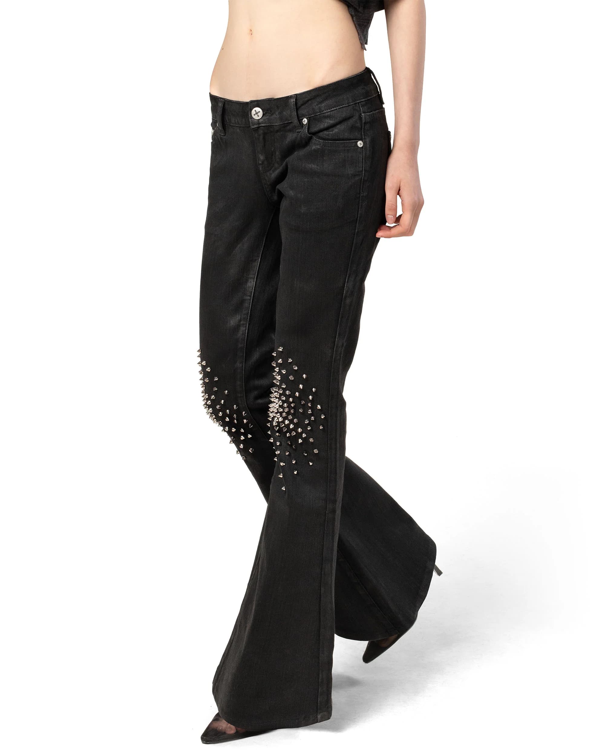Black Waxed Spike Denim 5