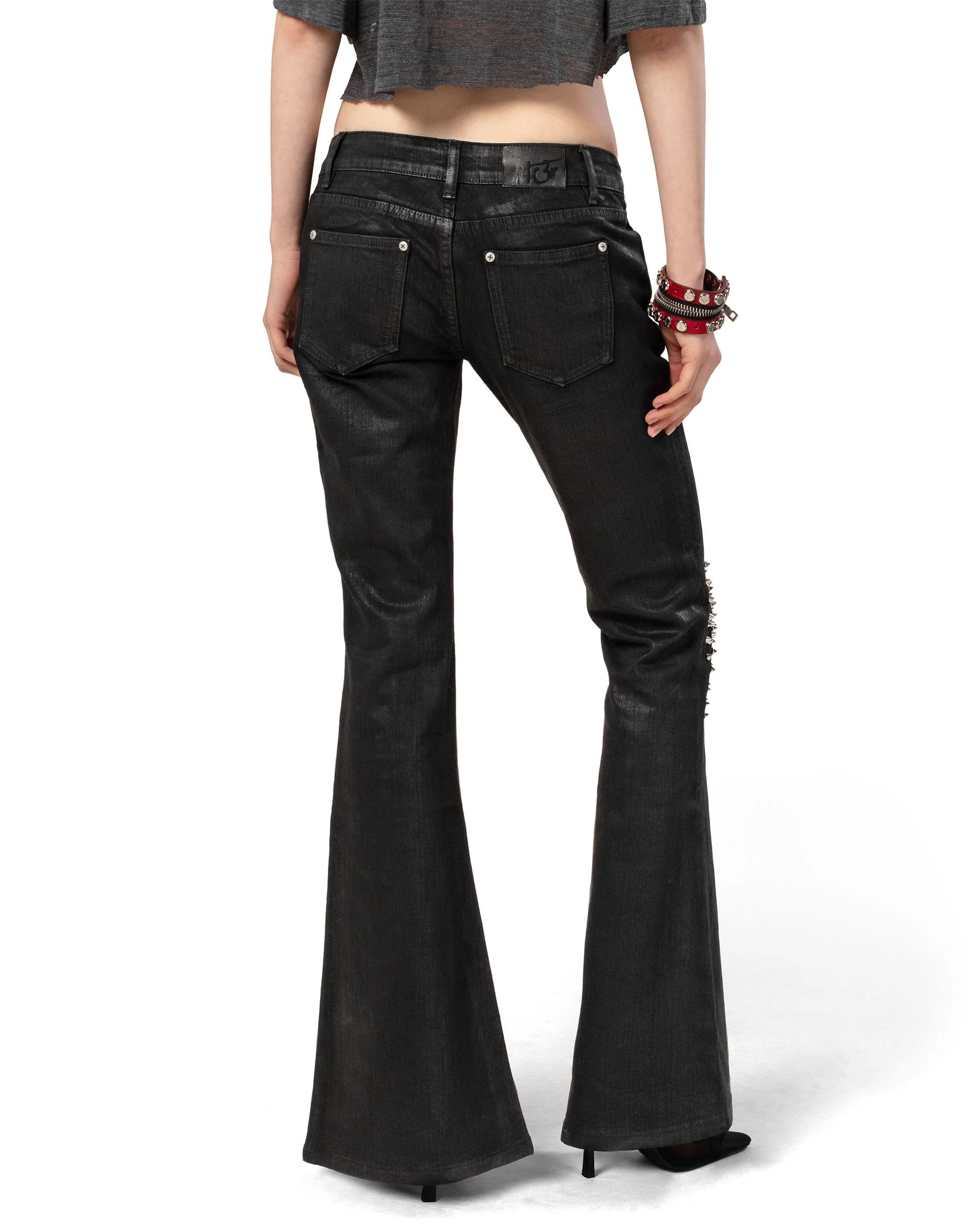 Black Waxed Spike Denim 6