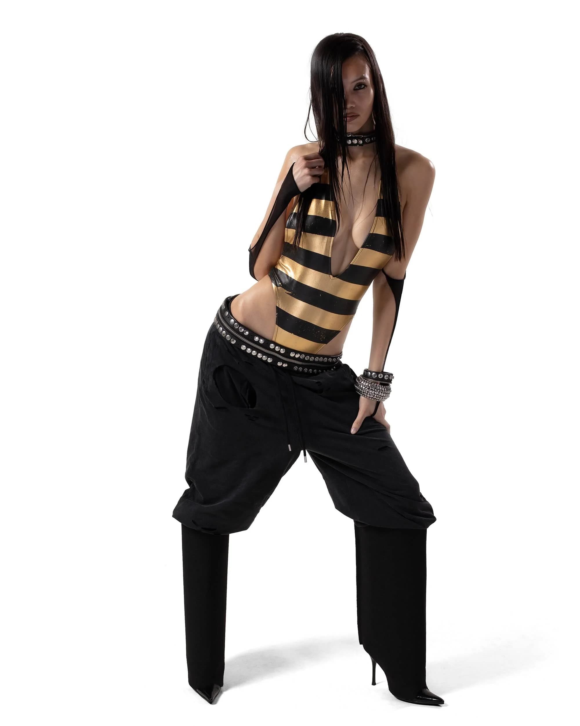 Gold Stripe Bodysuit 3
