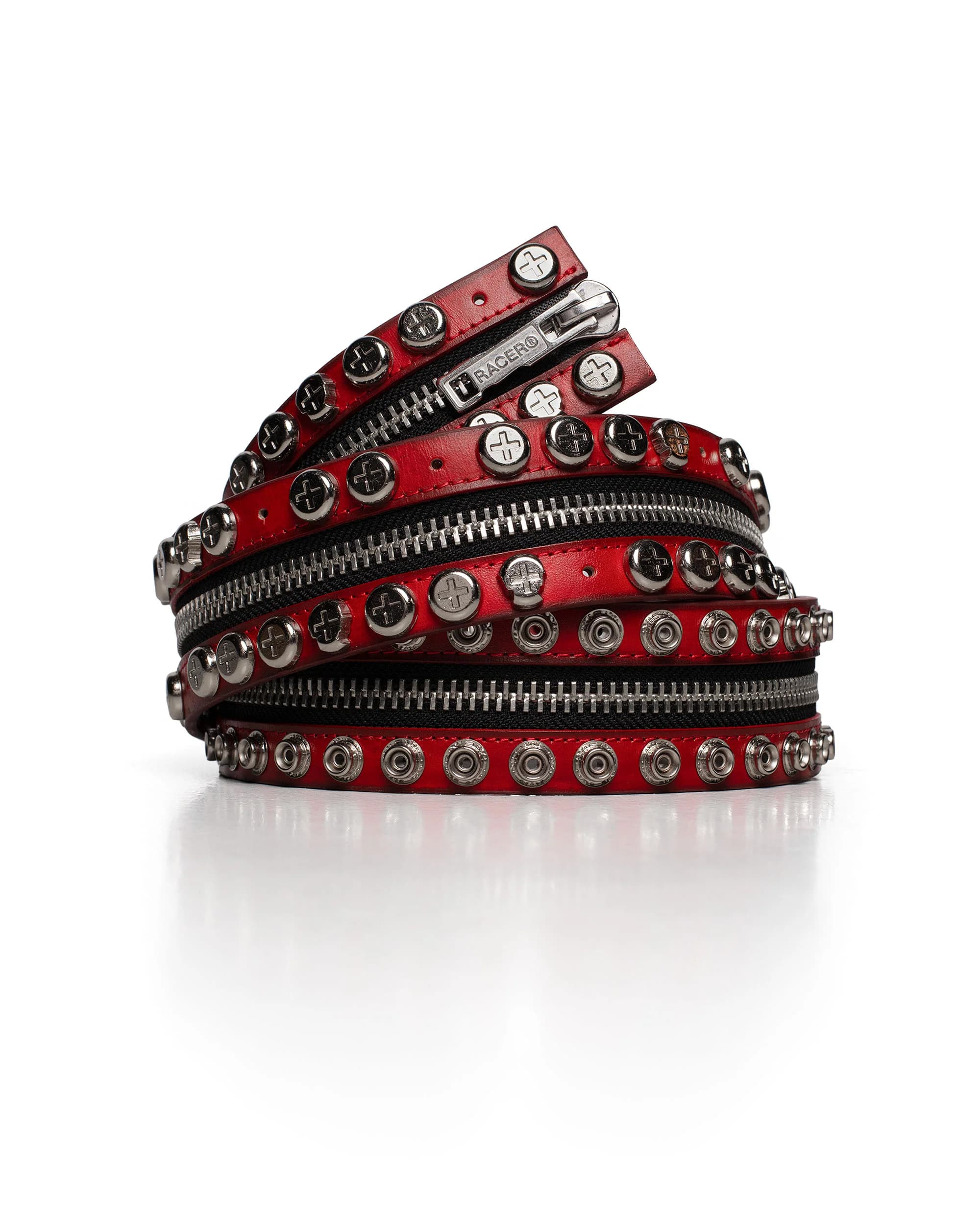 Red Split Button Belt by Racer Worldwide®