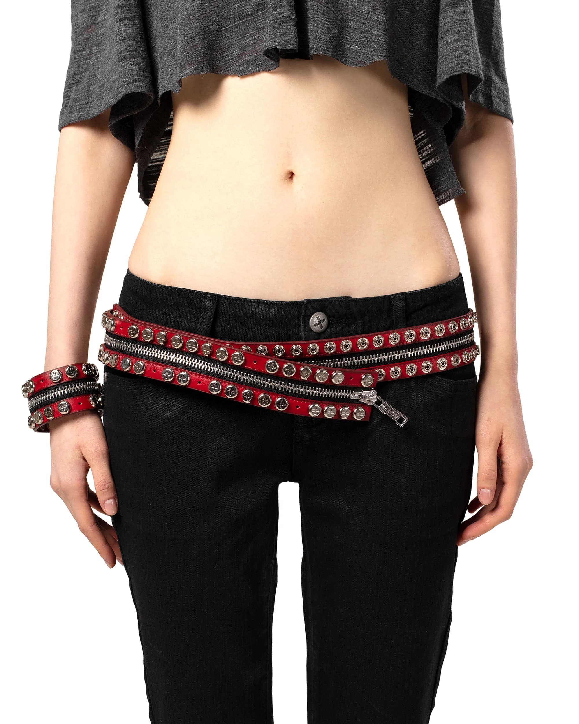 Red Split Button Belt 2
