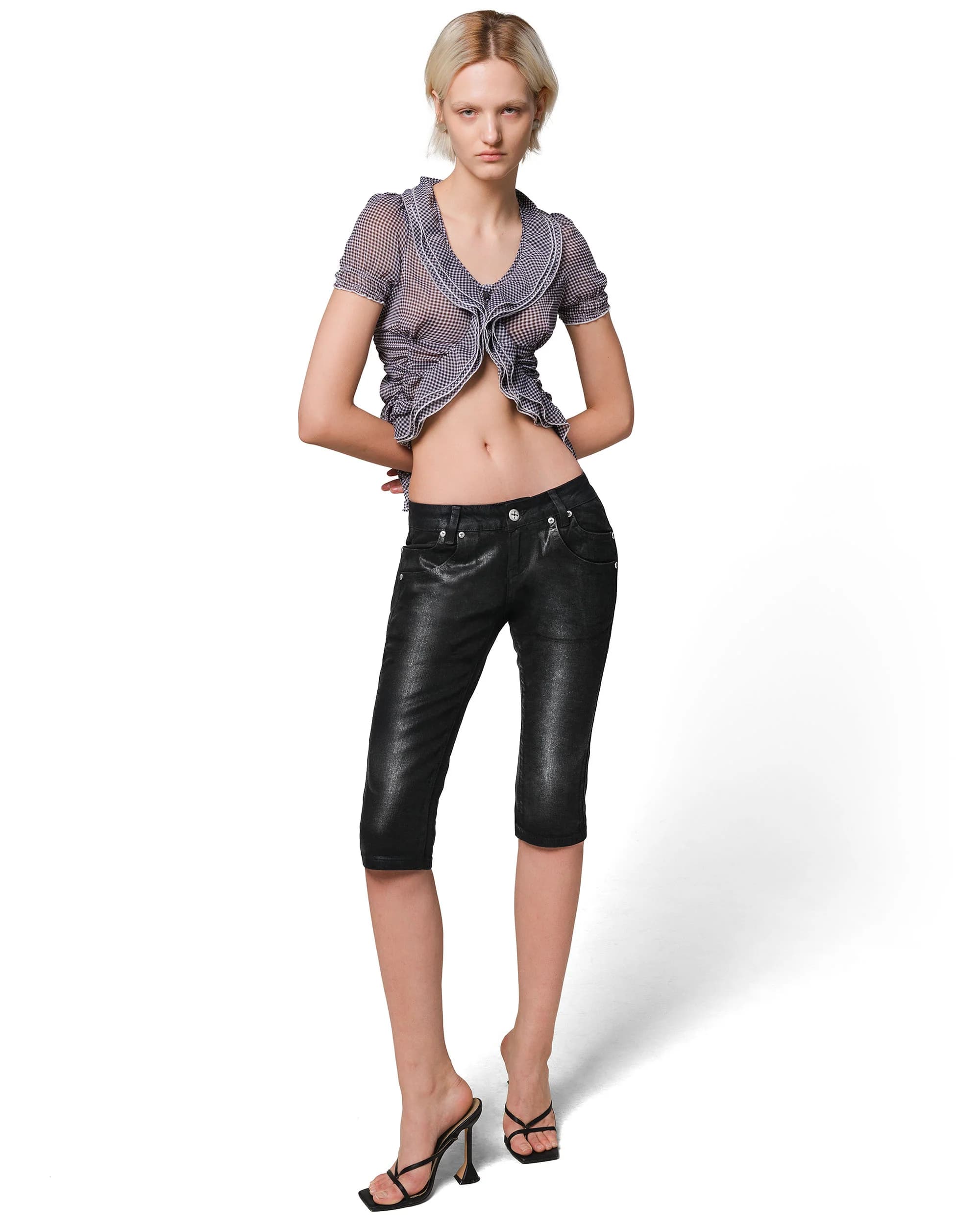 Waxed Denim Curve Capri 5