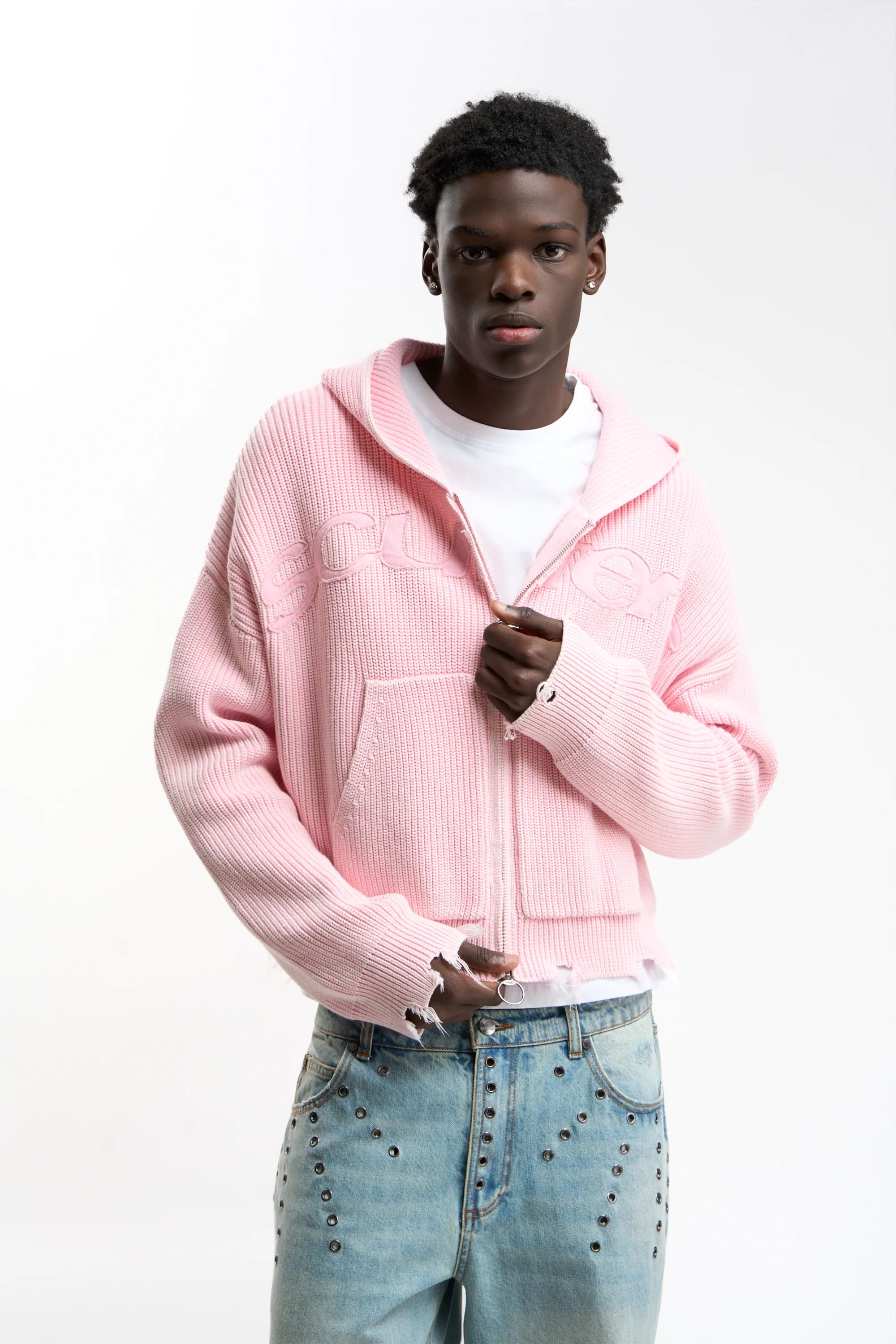 New Light Pink Buzz Knit Zipper by Scuffers