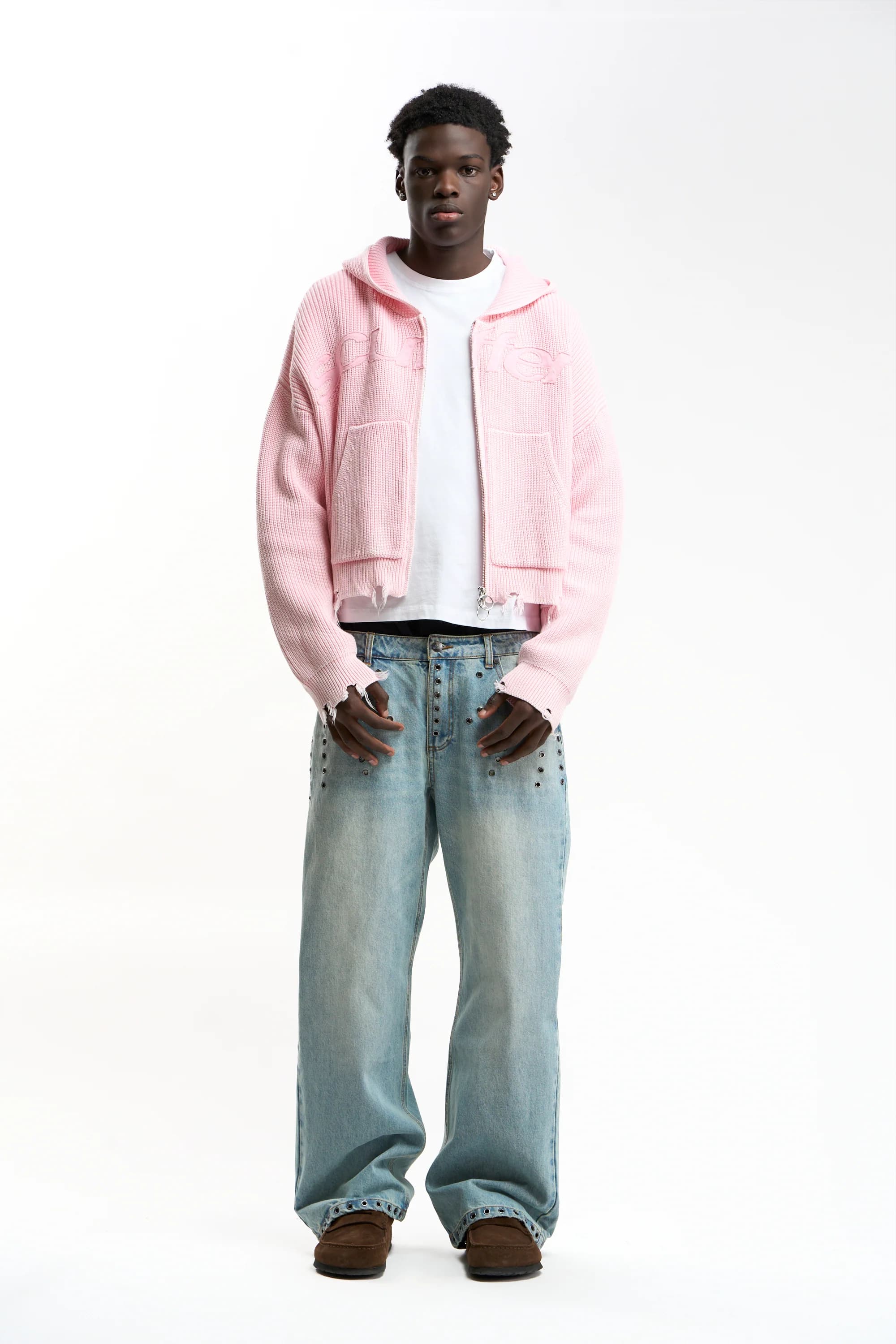 New Light Pink Buzz Knit Zipper by Scuffers
