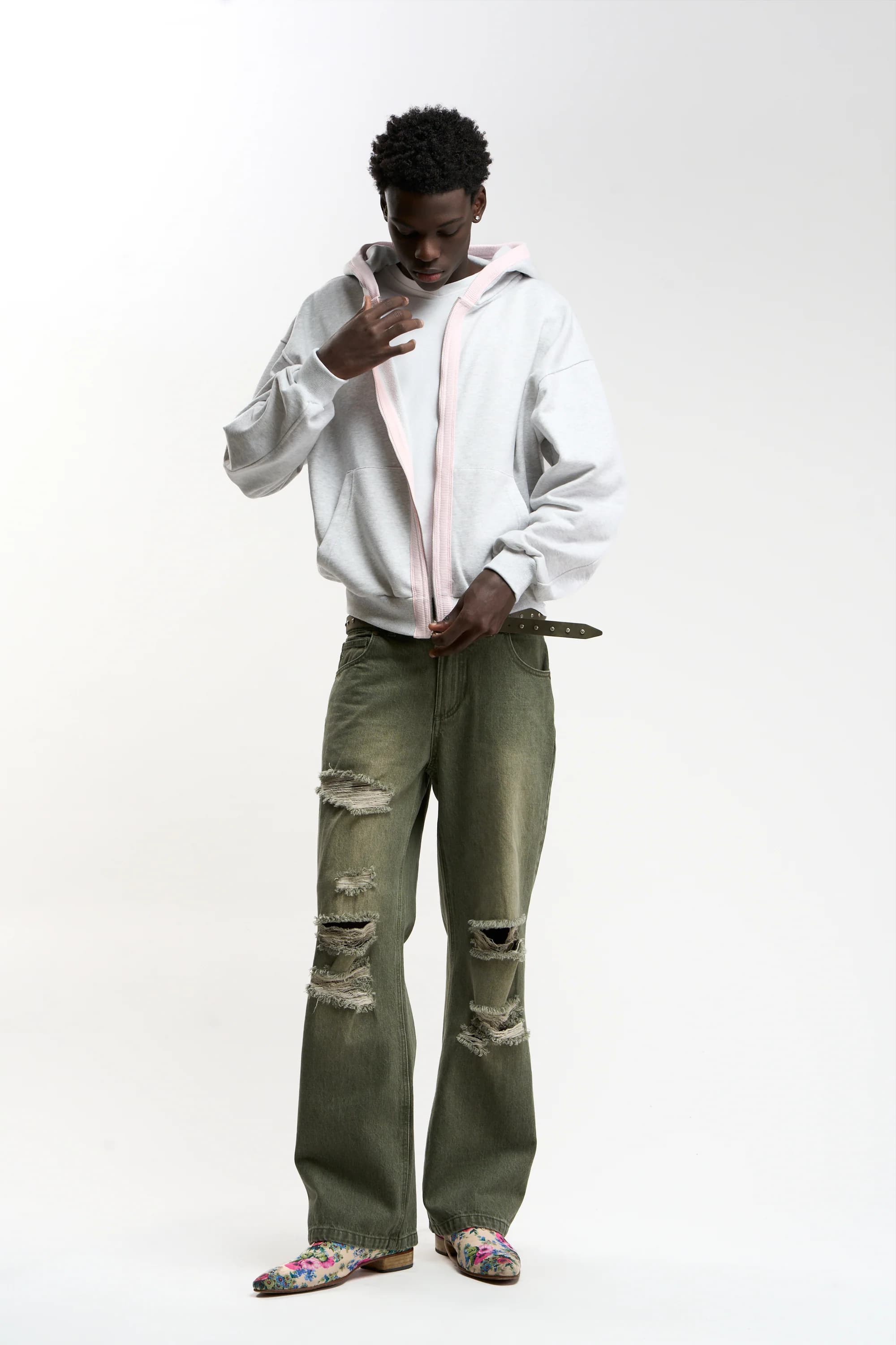 Ribs Grey Melange Zipper 2