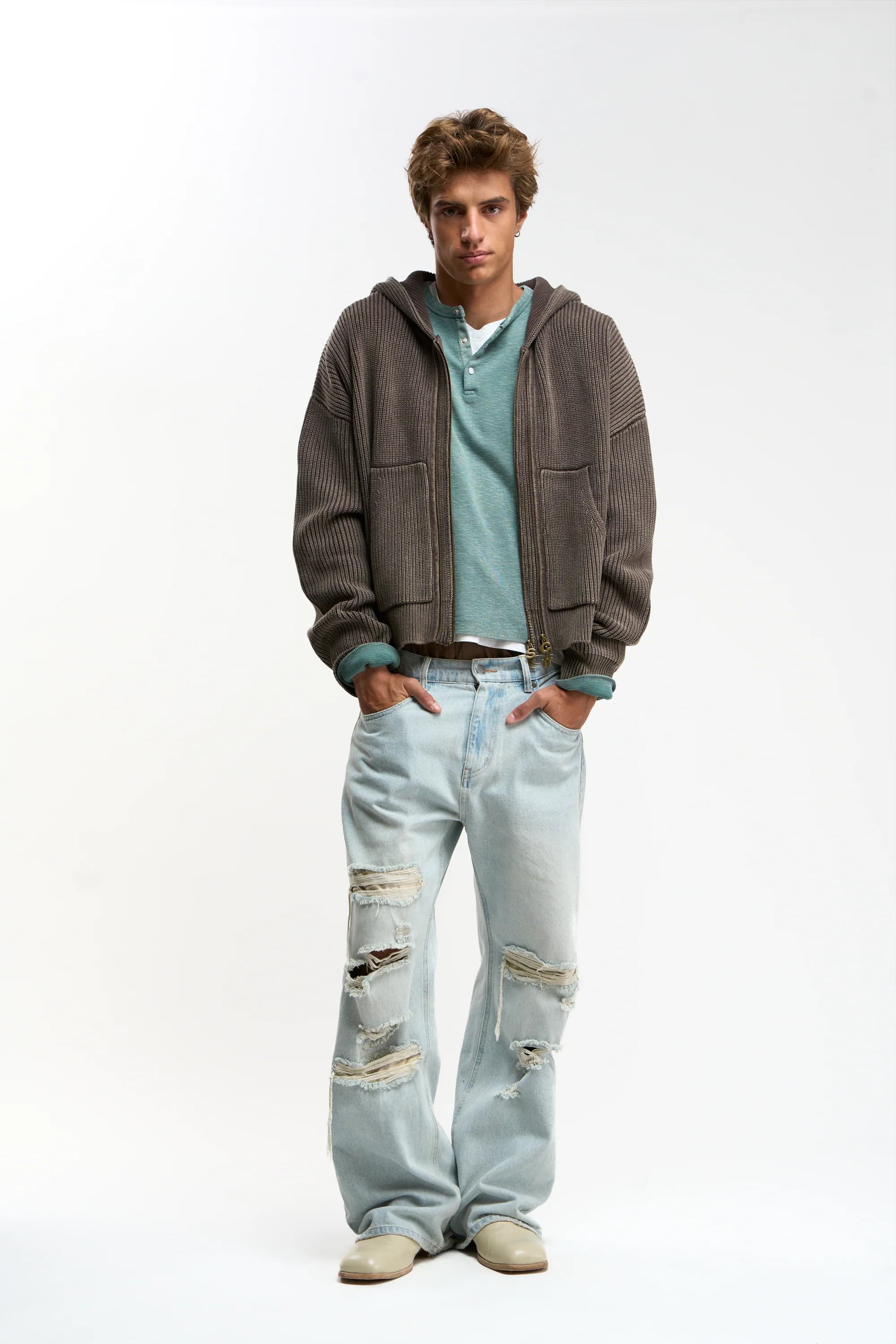 Steel Brown Knit Zipper 2
