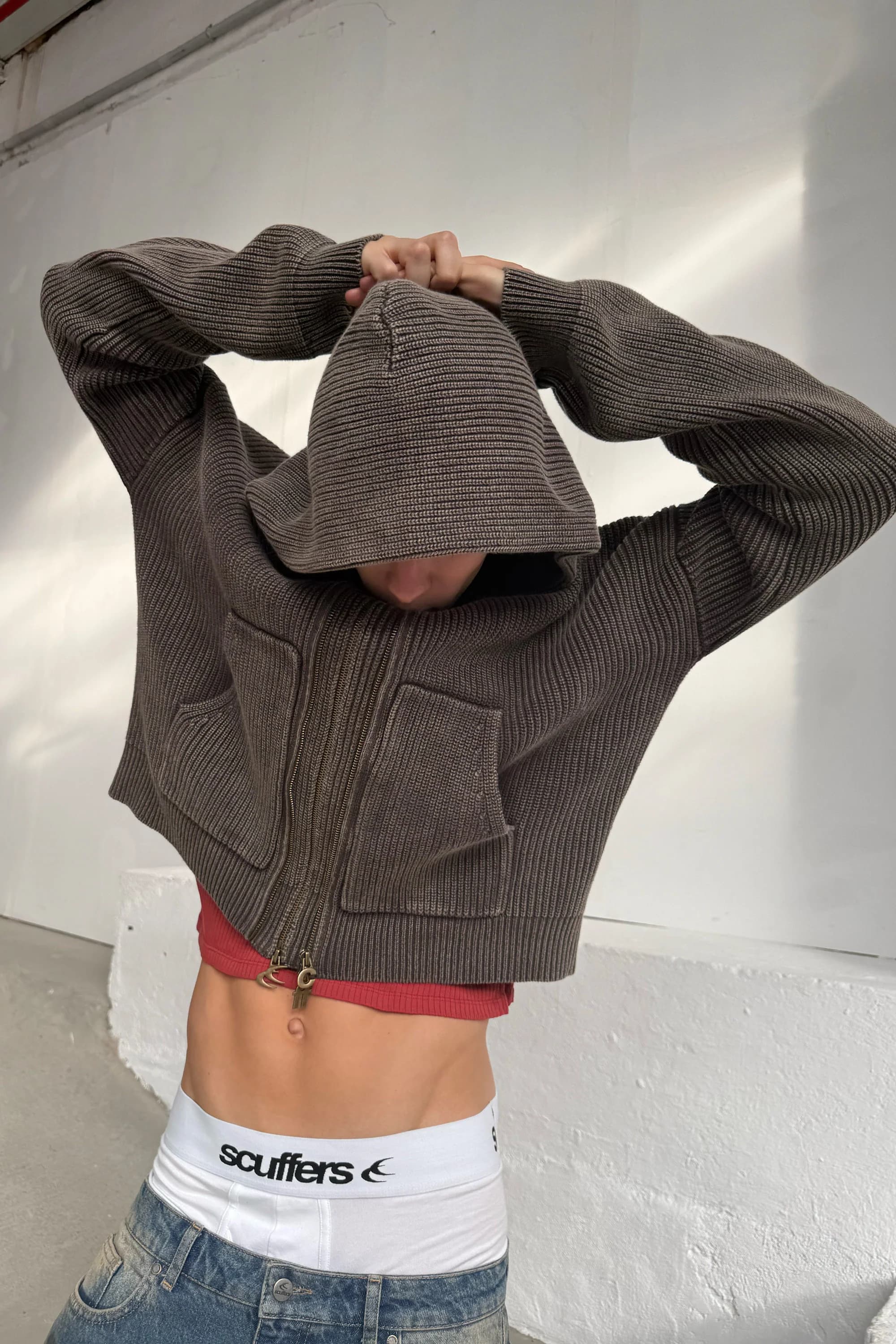 Steel Brown Knit Zipper 4