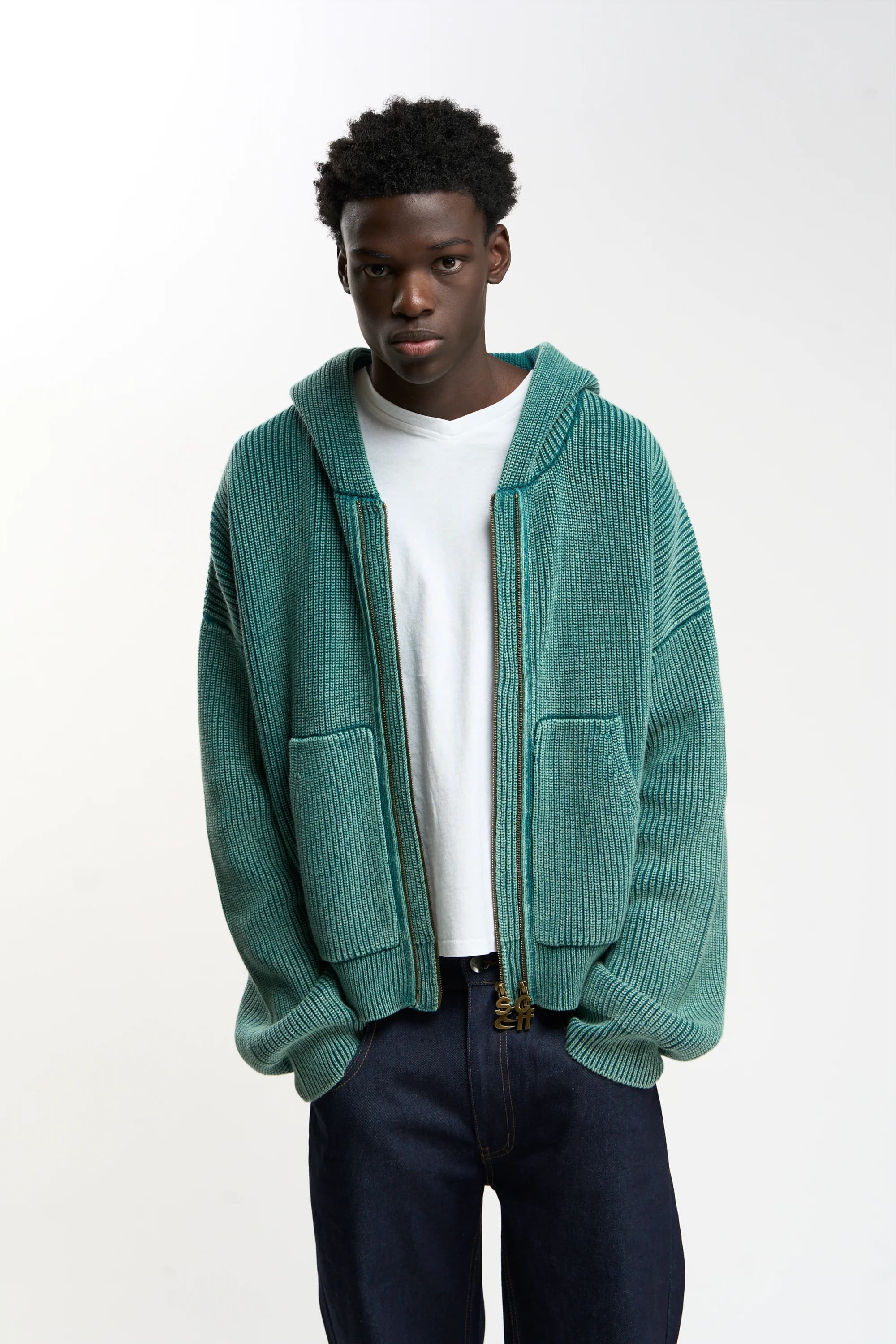 Steel Green Knit Zipper by Scuffers